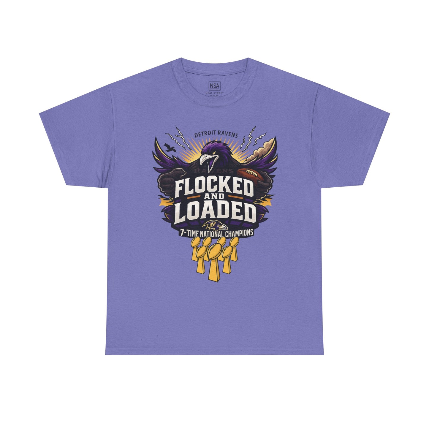 Detroit Ravens Flocked and Loaded Unisex Heavy Cotton Tee