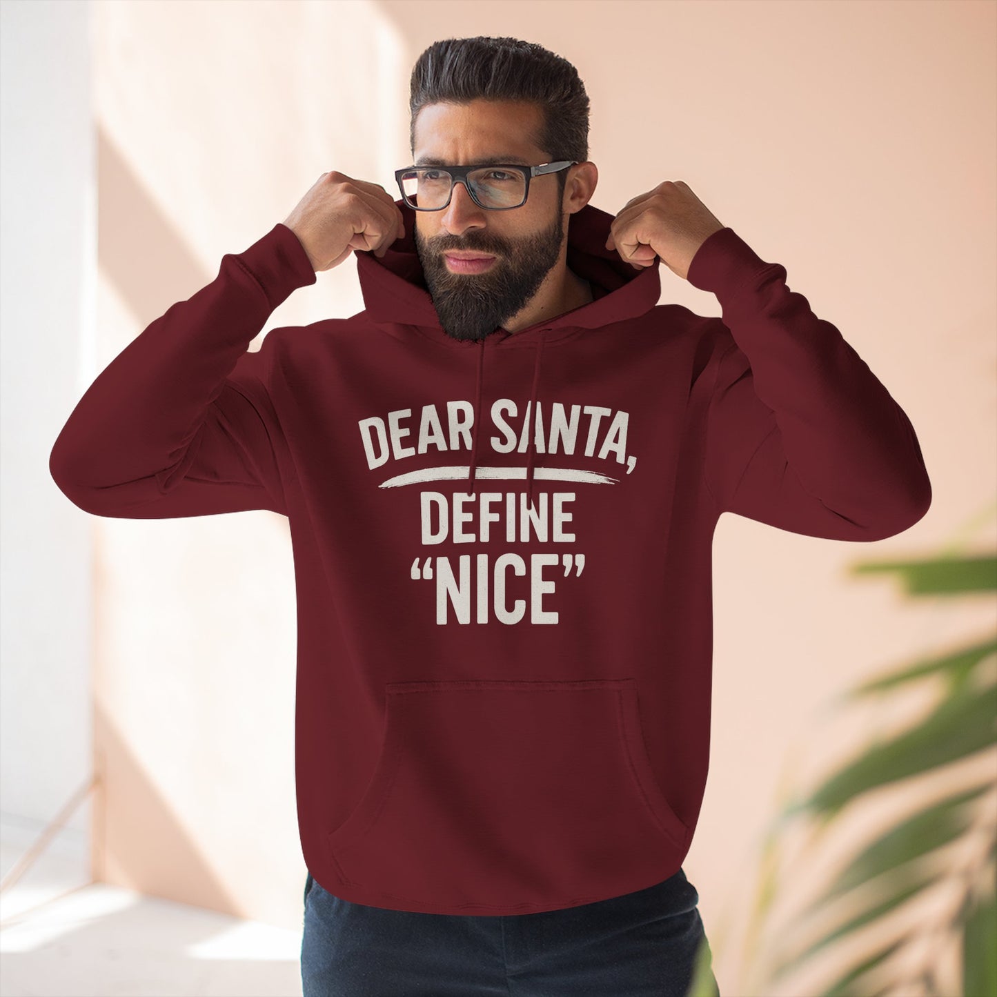 Holiday Humor Fleece Hoodie - 'Dear Santa, Define Nice