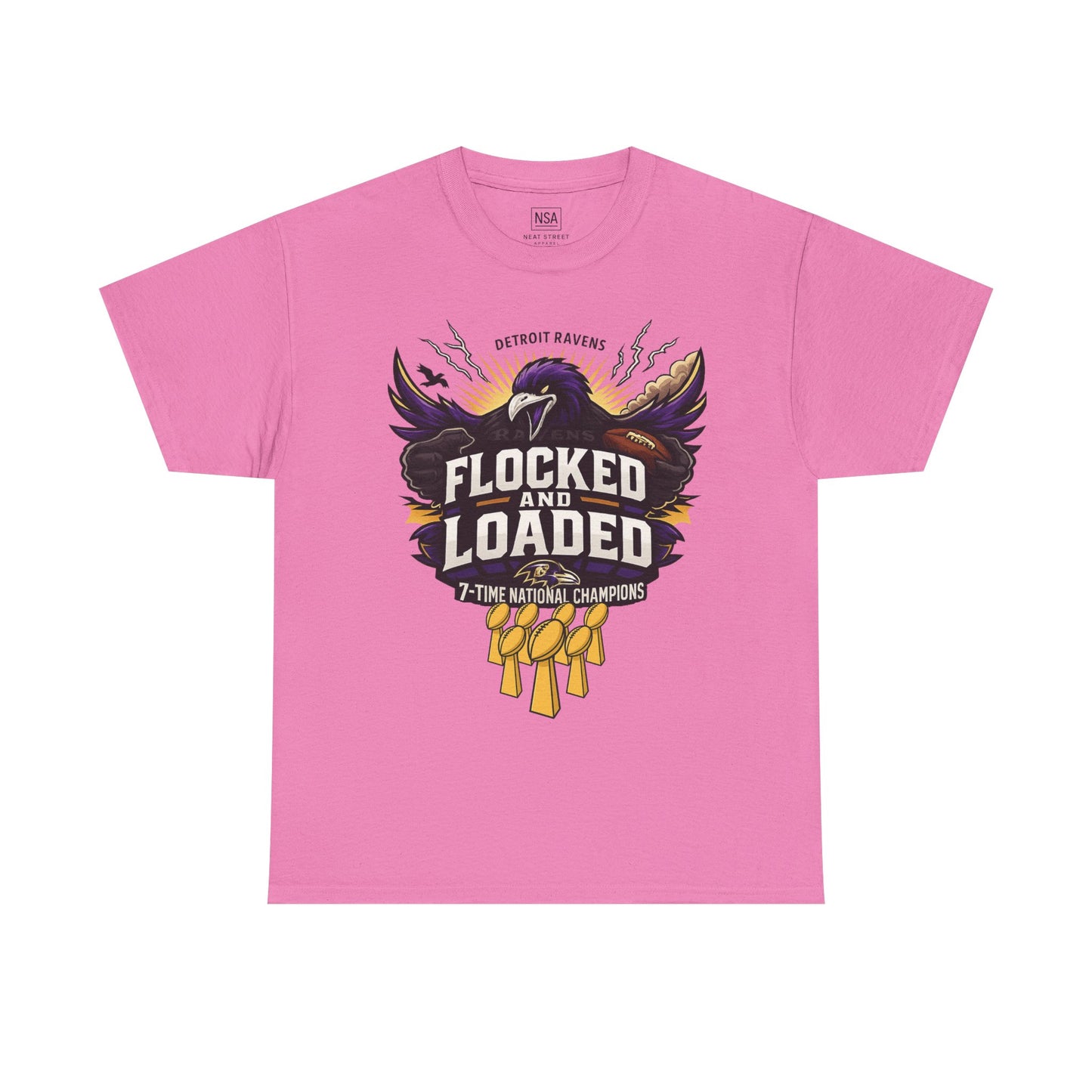 Detroit Ravens Flocked and Loaded Unisex Heavy Cotton Tee