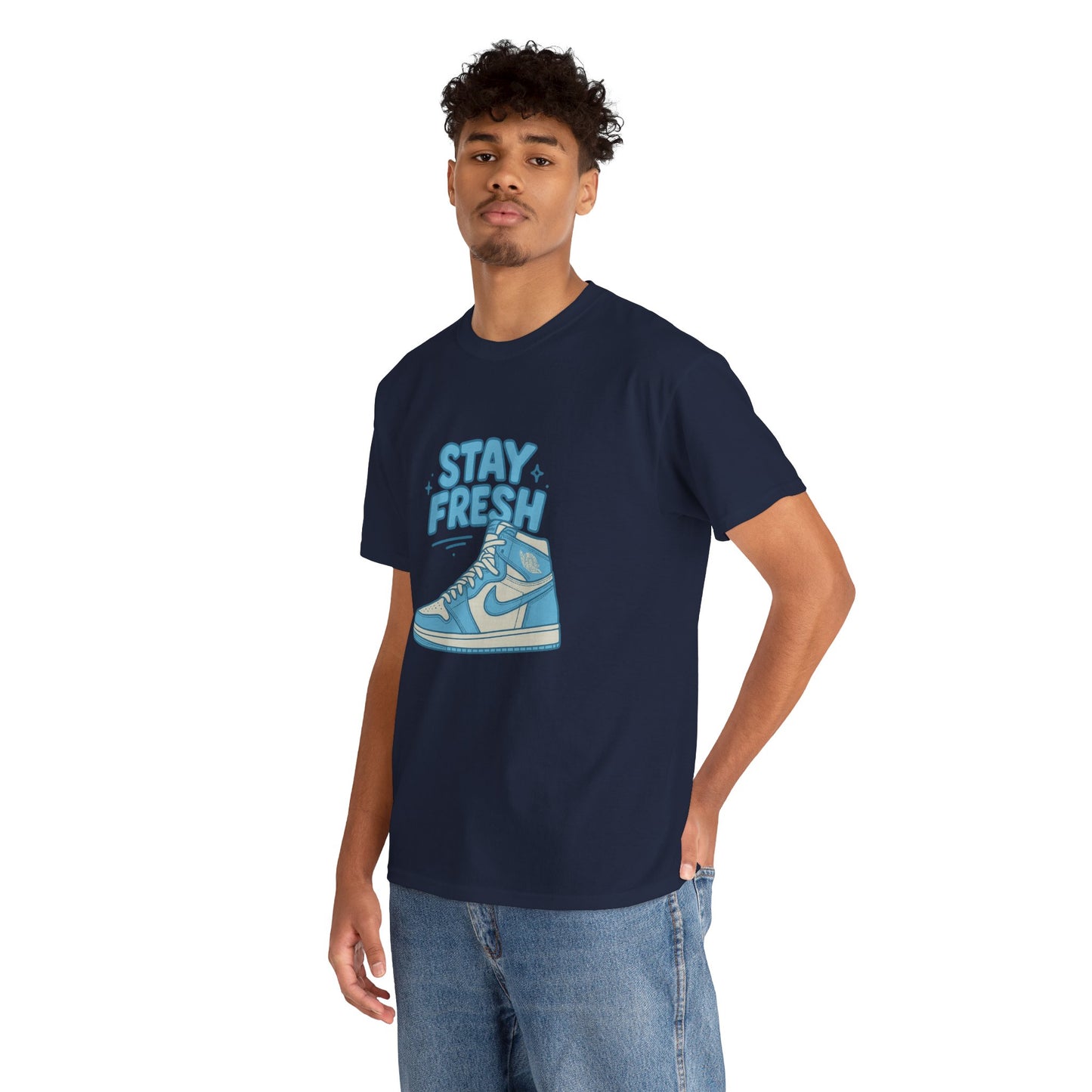 Stay Fresh Unisex Heavy Cotton Tee - Casual Graphic T-Shirt for Sneaker Lovers