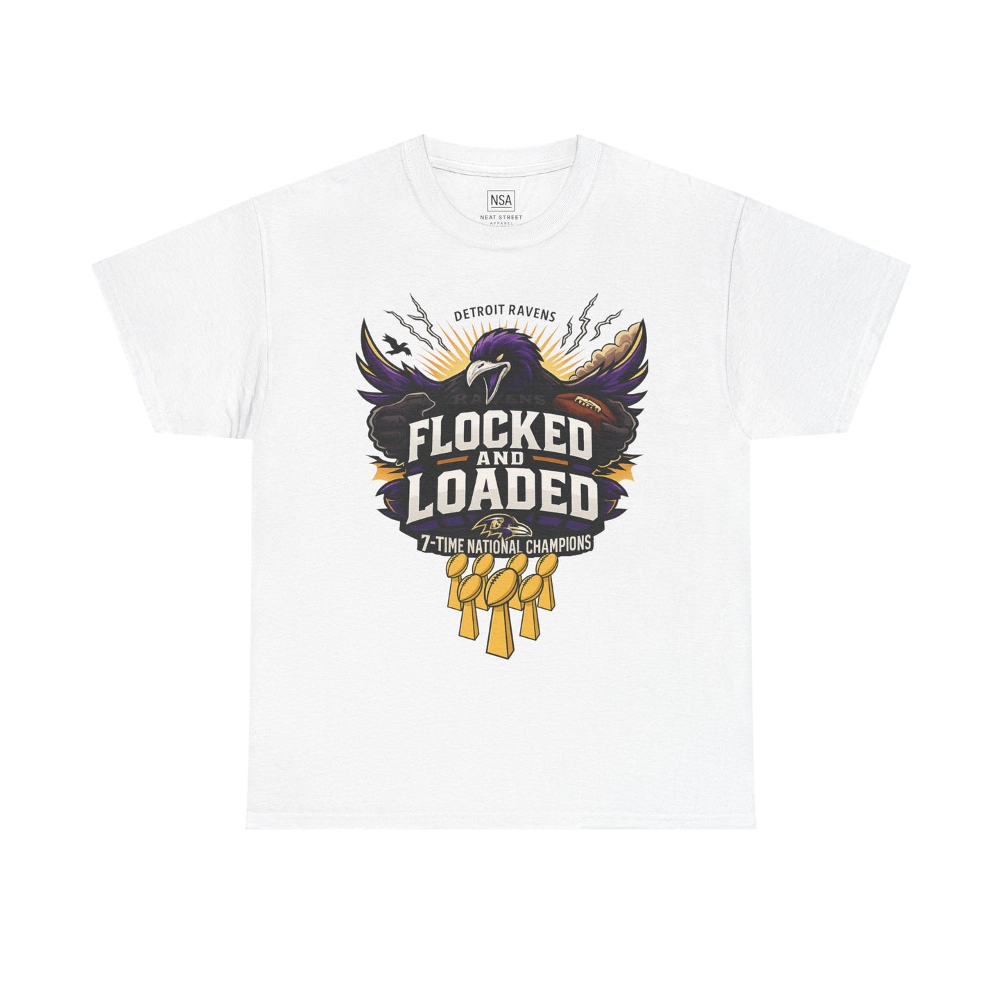 Detroit Ravens Flocked and Loaded Unisex Heavy Cotton Tee