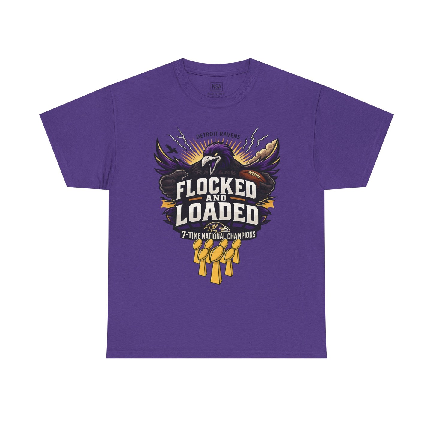 Detroit Ravens Flocked and Loaded Unisex Heavy Cotton Tee