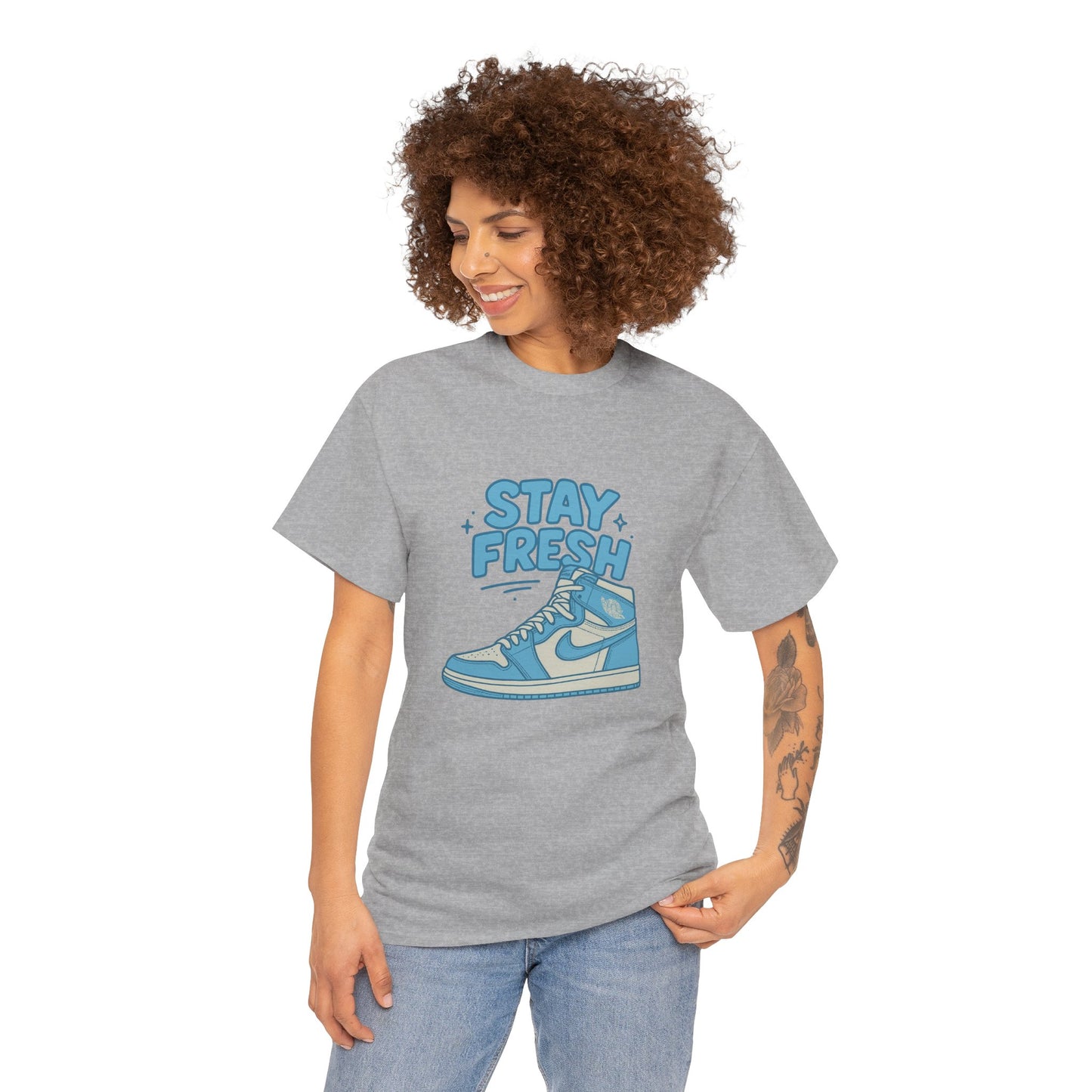Stay Fresh Unisex Heavy Cotton Tee - Casual Graphic T-Shirt for Sneaker Lovers