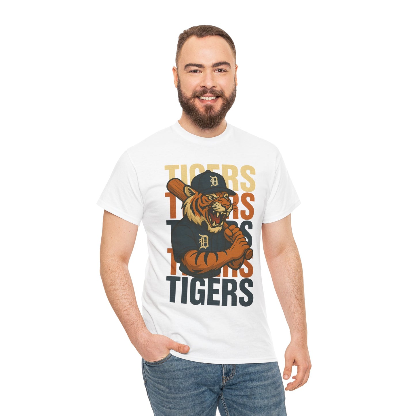 Vintage Tigers Graphic Unisex Heavy Cotton Tee