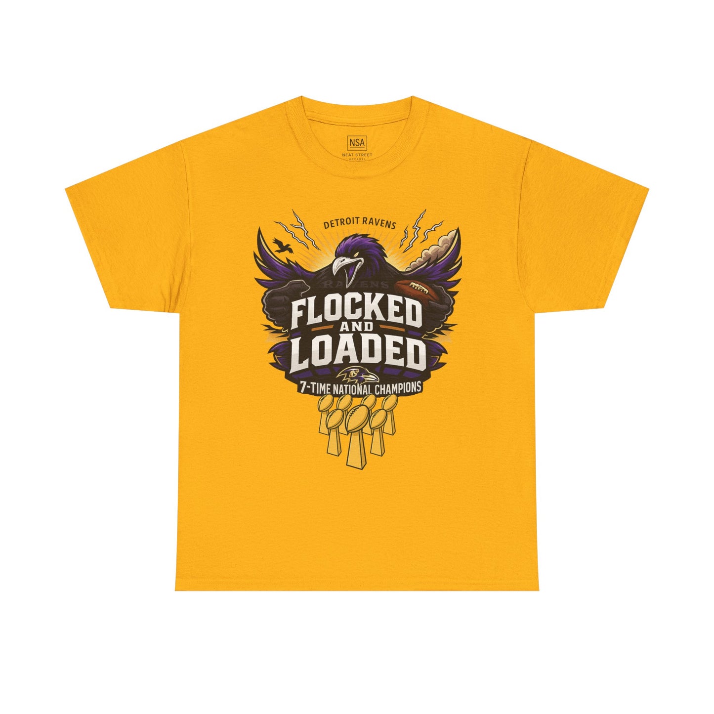 Detroit Ravens Flocked and Loaded Unisex Heavy Cotton Tee