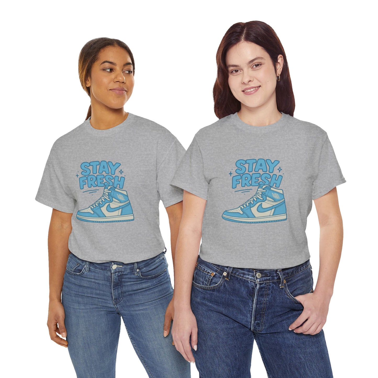 Stay Fresh Unisex Heavy Cotton Tee - Casual Graphic T-Shirt for Sneaker Lovers