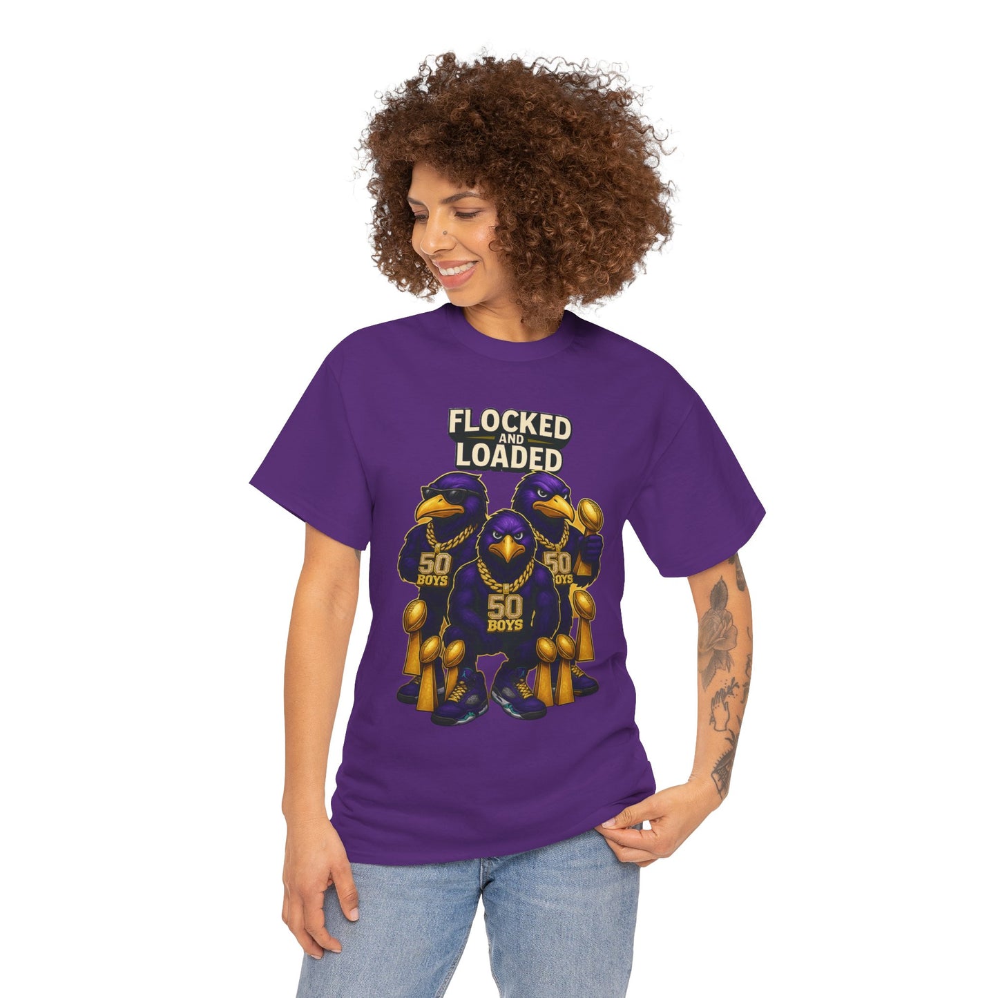 Detroit Ravens Flocked and Loaded Unisex Heavy Cotton Tee