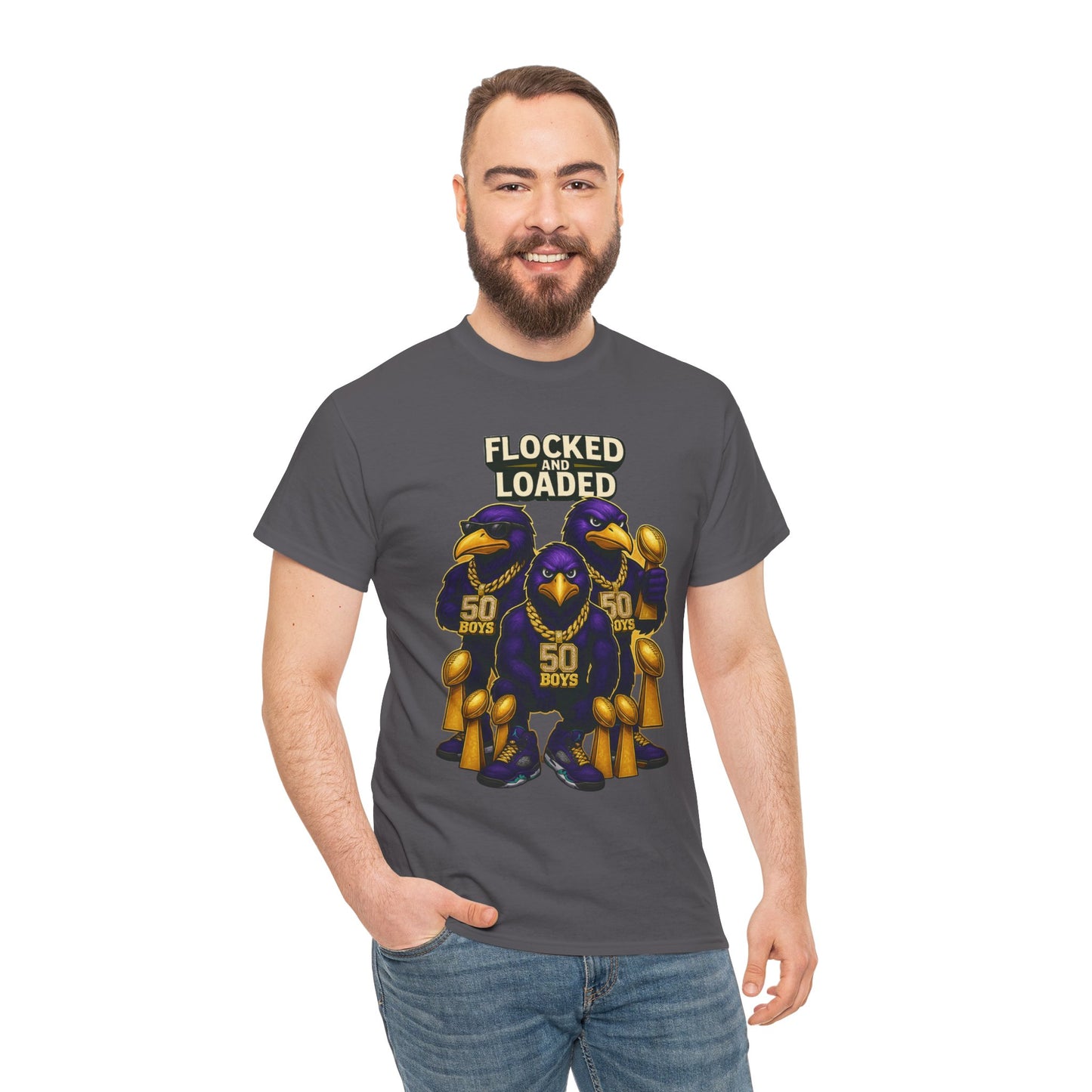 Detroit Ravens Flocked and Loaded Unisex Heavy Cotton Tee