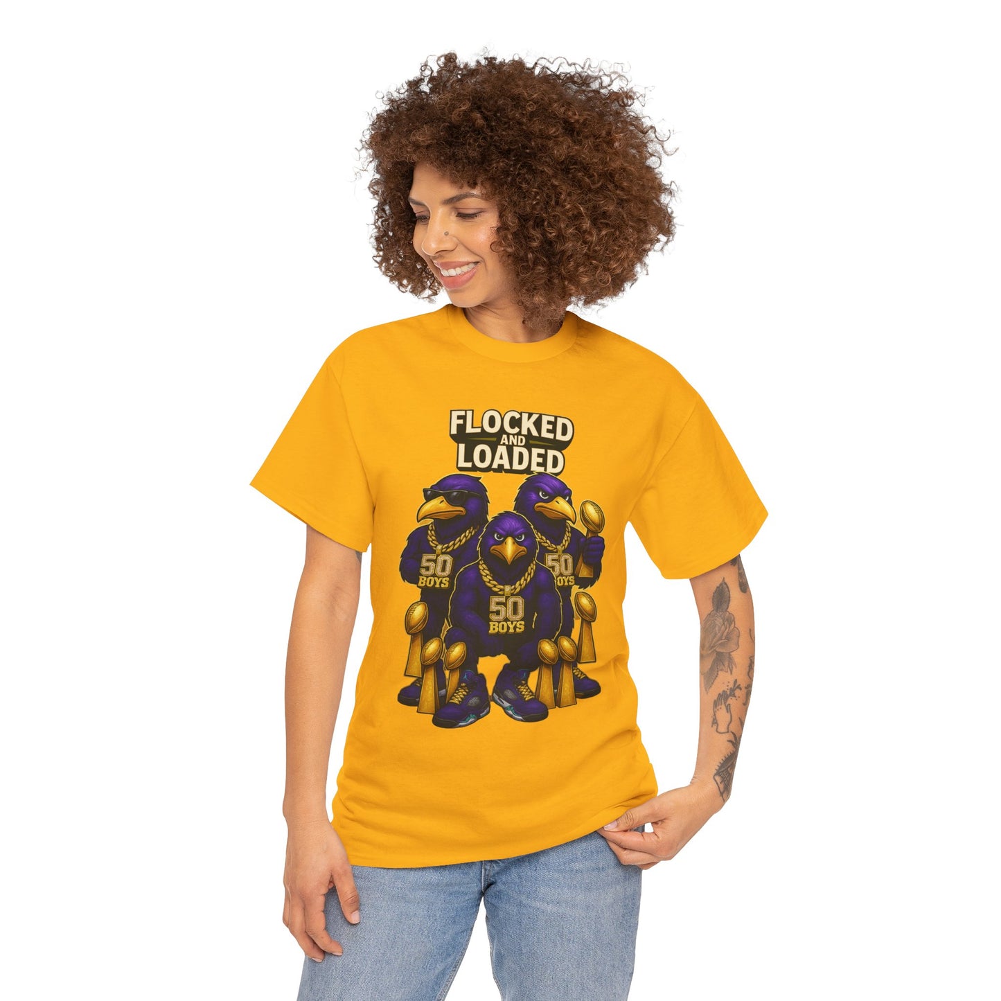 Detroit Ravens Flocked and Loaded Unisex Heavy Cotton Tee