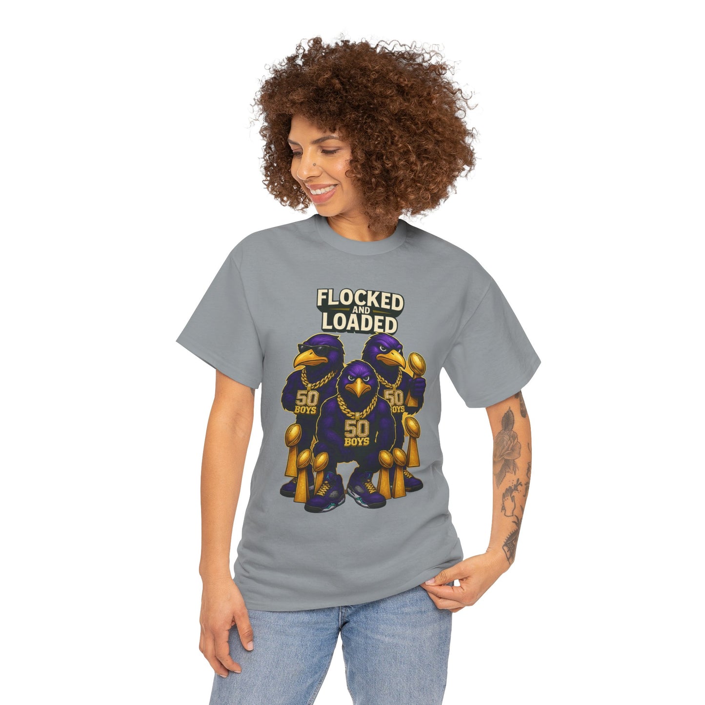Detroit Ravens Flocked and Loaded Unisex Heavy Cotton Tee