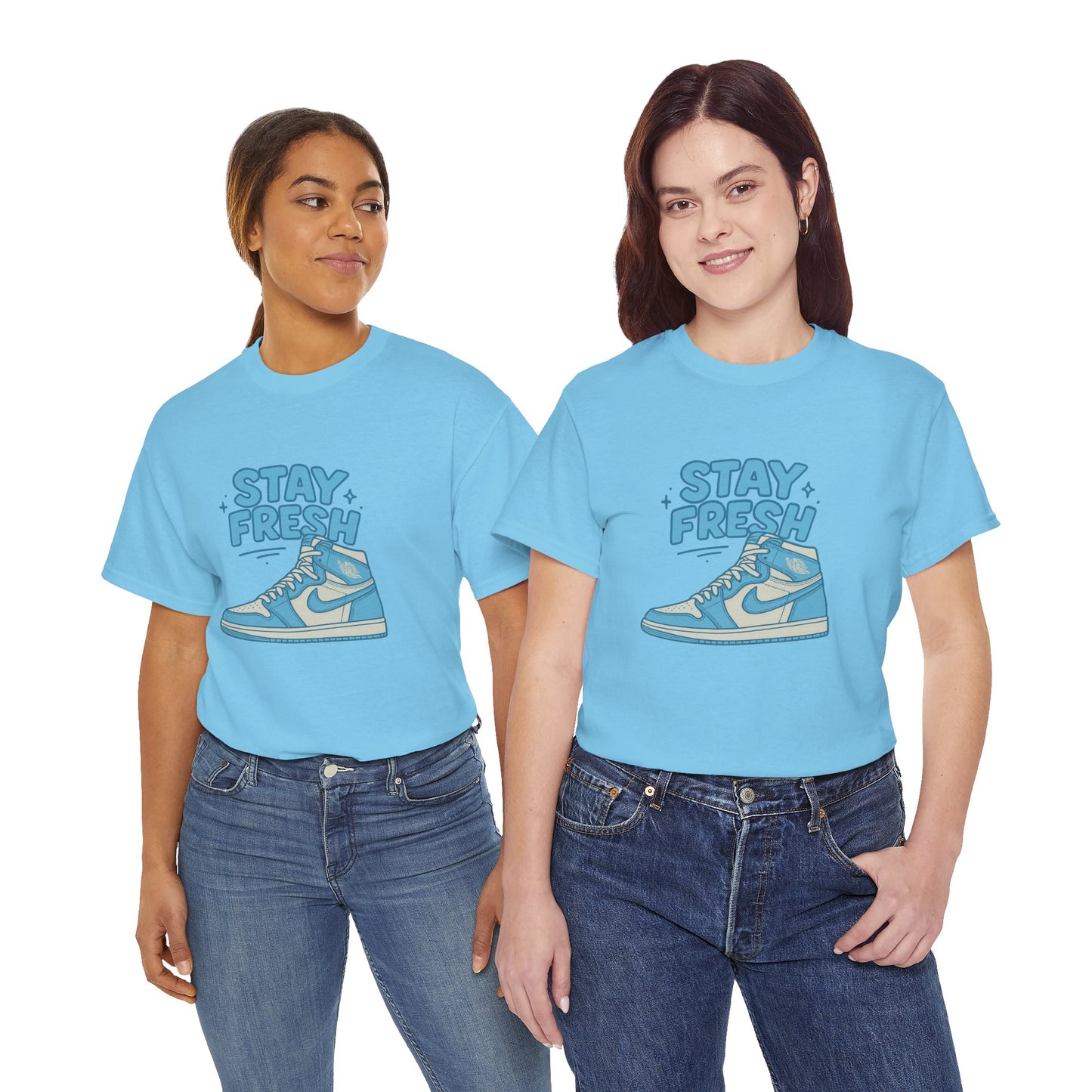 Stay Fresh Unisex Heavy Cotton Tee - Casual Graphic T-Shirt for Sneaker Lovers