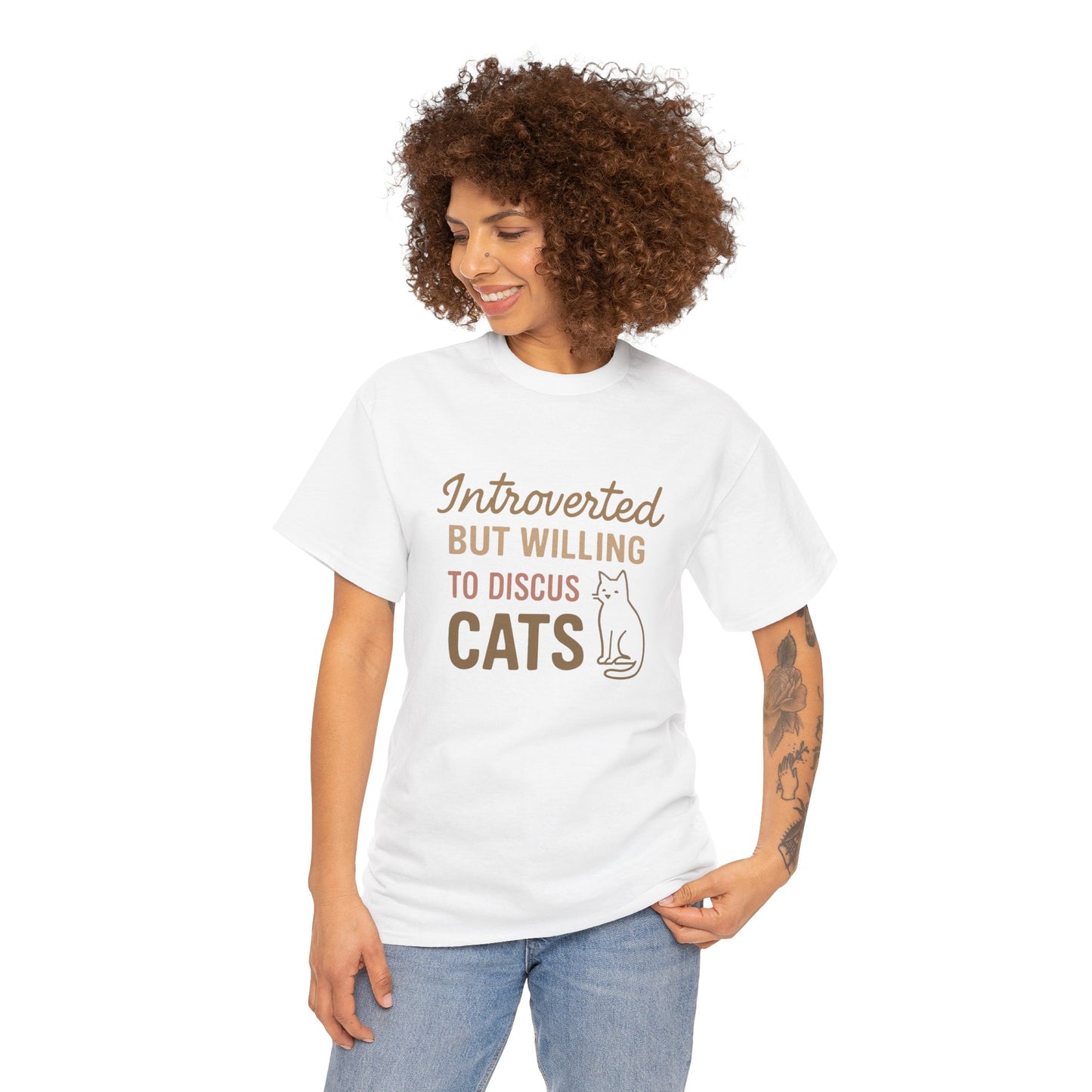 Introverted Cat Lover Tee - Unisex Heavy Cotton Shirt
