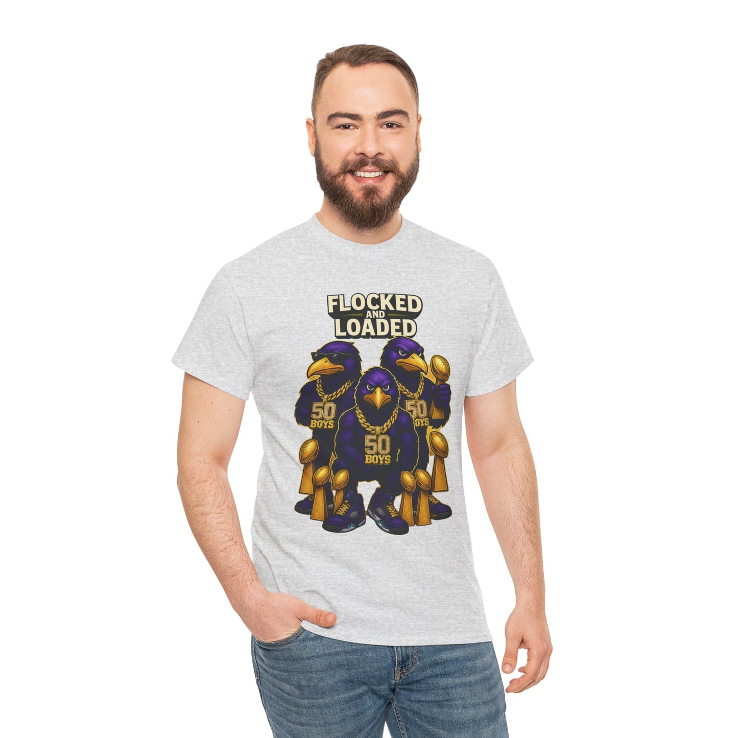 Detroit Ravens Flocked and Loaded Unisex Heavy Cotton Tee