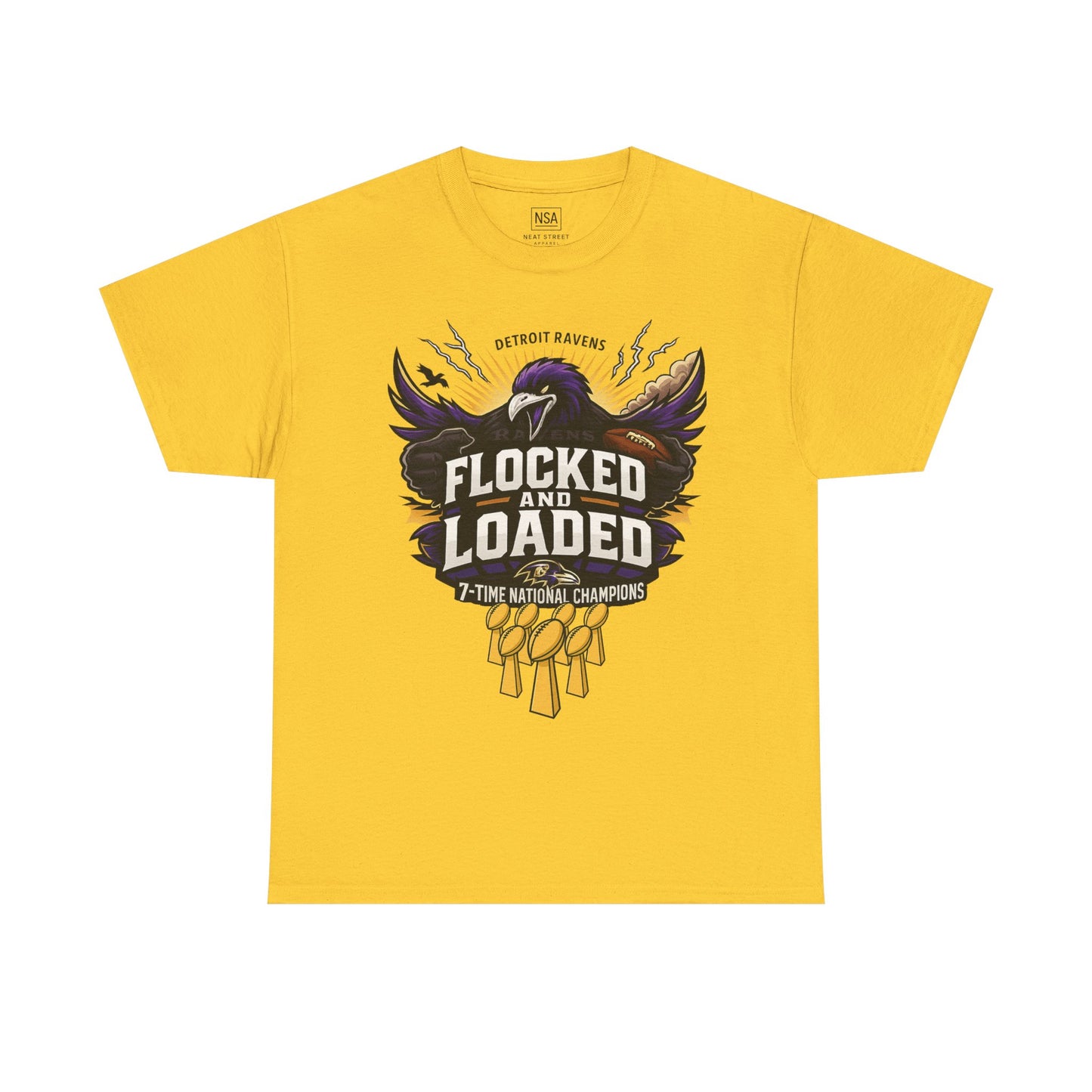 Detroit Ravens Flocked and Loaded Unisex Heavy Cotton Tee