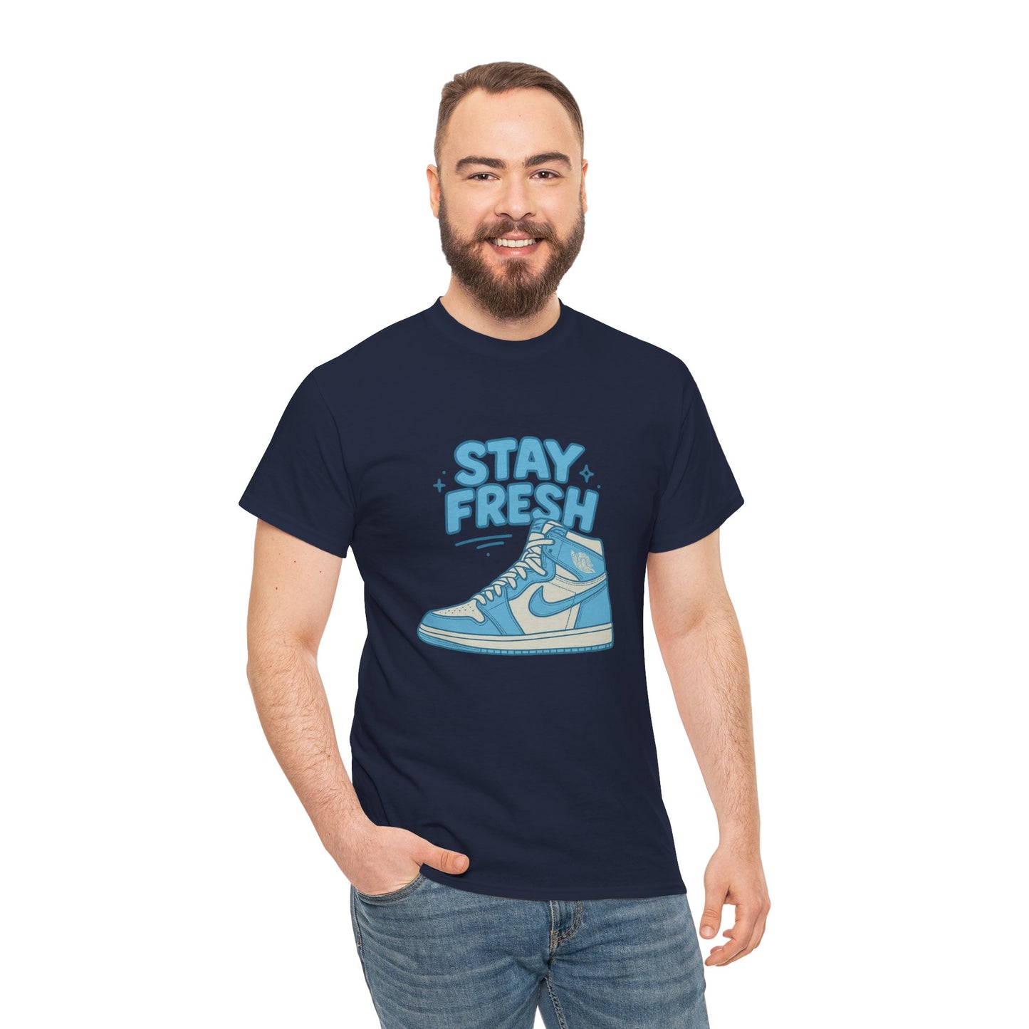 Stay Fresh Unisex Heavy Cotton Tee - Casual Graphic T-Shirt for Sneaker Lovers