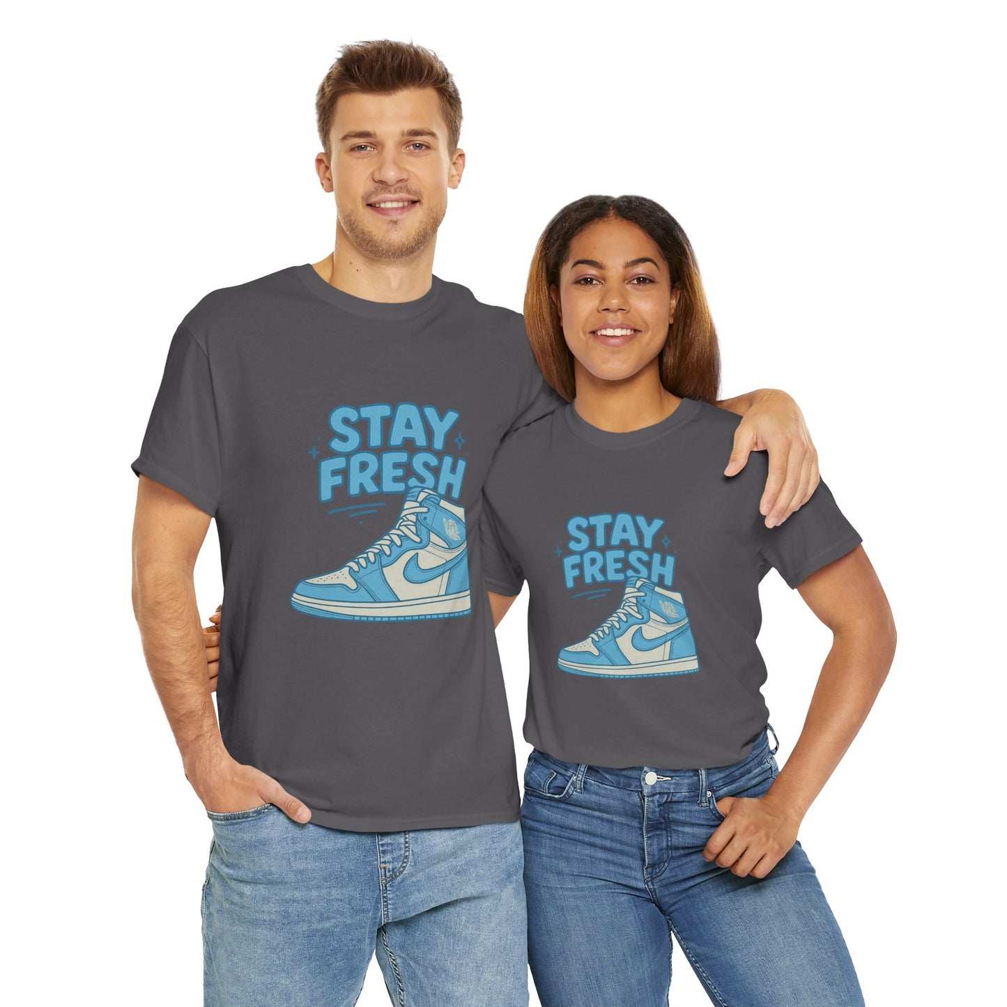 Stay Fresh Unisex Heavy Cotton Tee - Casual Graphic T-Shirt for Sneaker Lovers