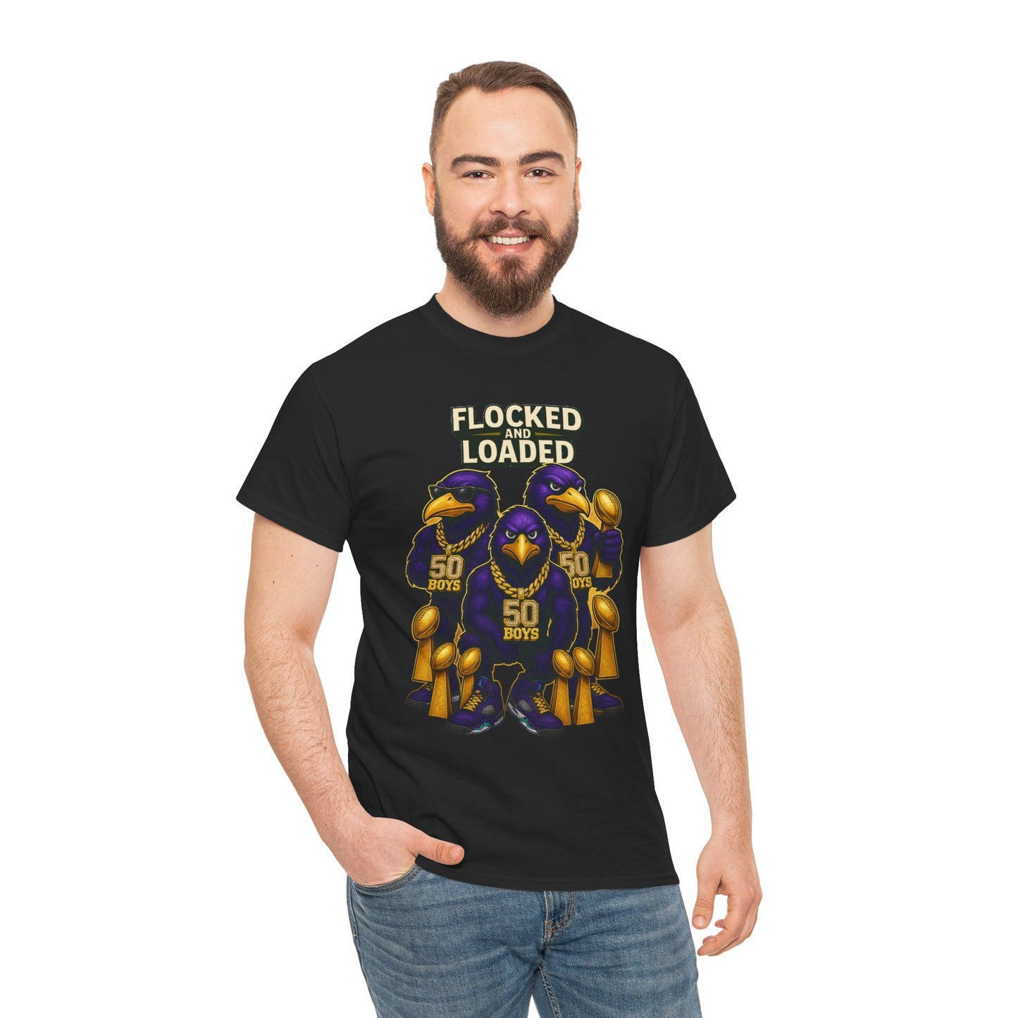 Detroit Ravens Flocked and Loaded Unisex Heavy Cotton Tee