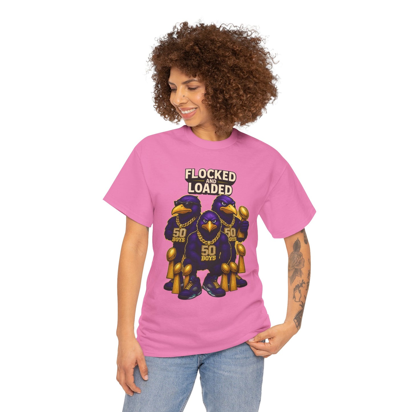 Detroit Ravens Flocked and Loaded Unisex Heavy Cotton Tee