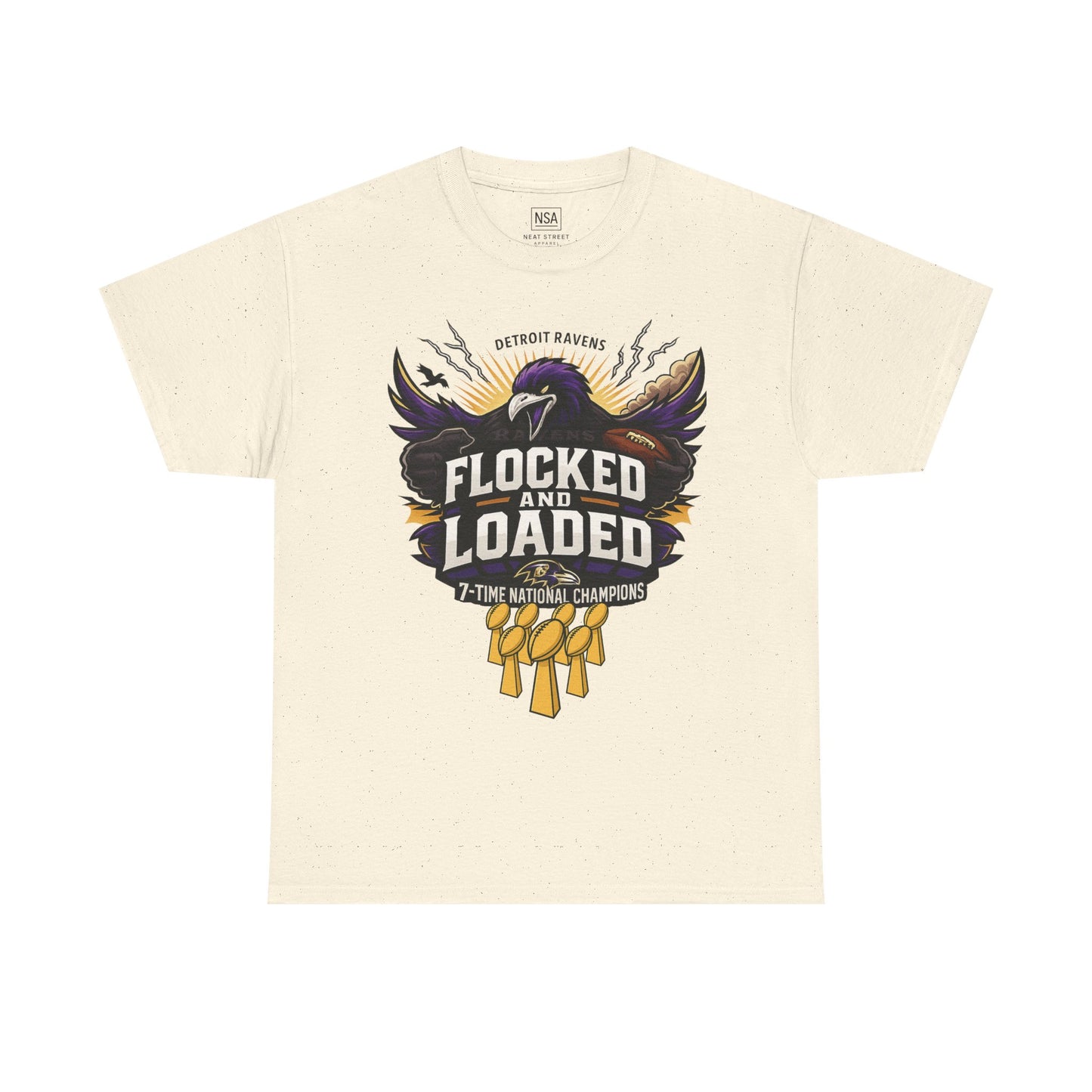 Detroit Ravens Flocked and Loaded Unisex Heavy Cotton Tee