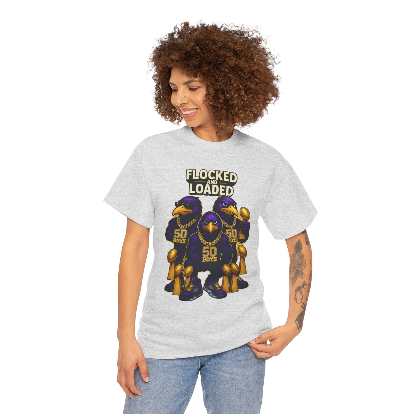 Detroit Ravens Flocked and Loaded Unisex Heavy Cotton Tee