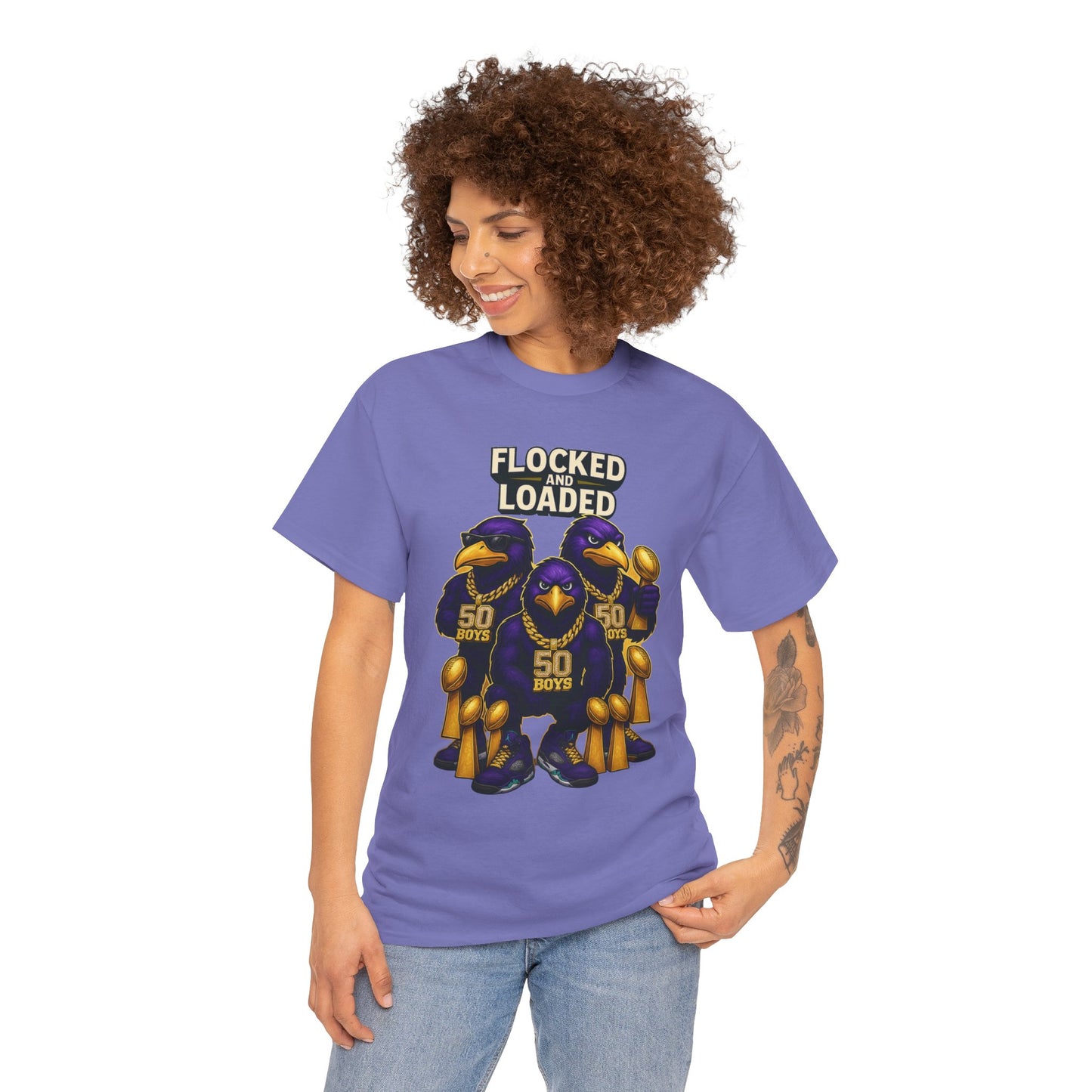 Detroit Ravens Flocked and Loaded Unisex Heavy Cotton Tee