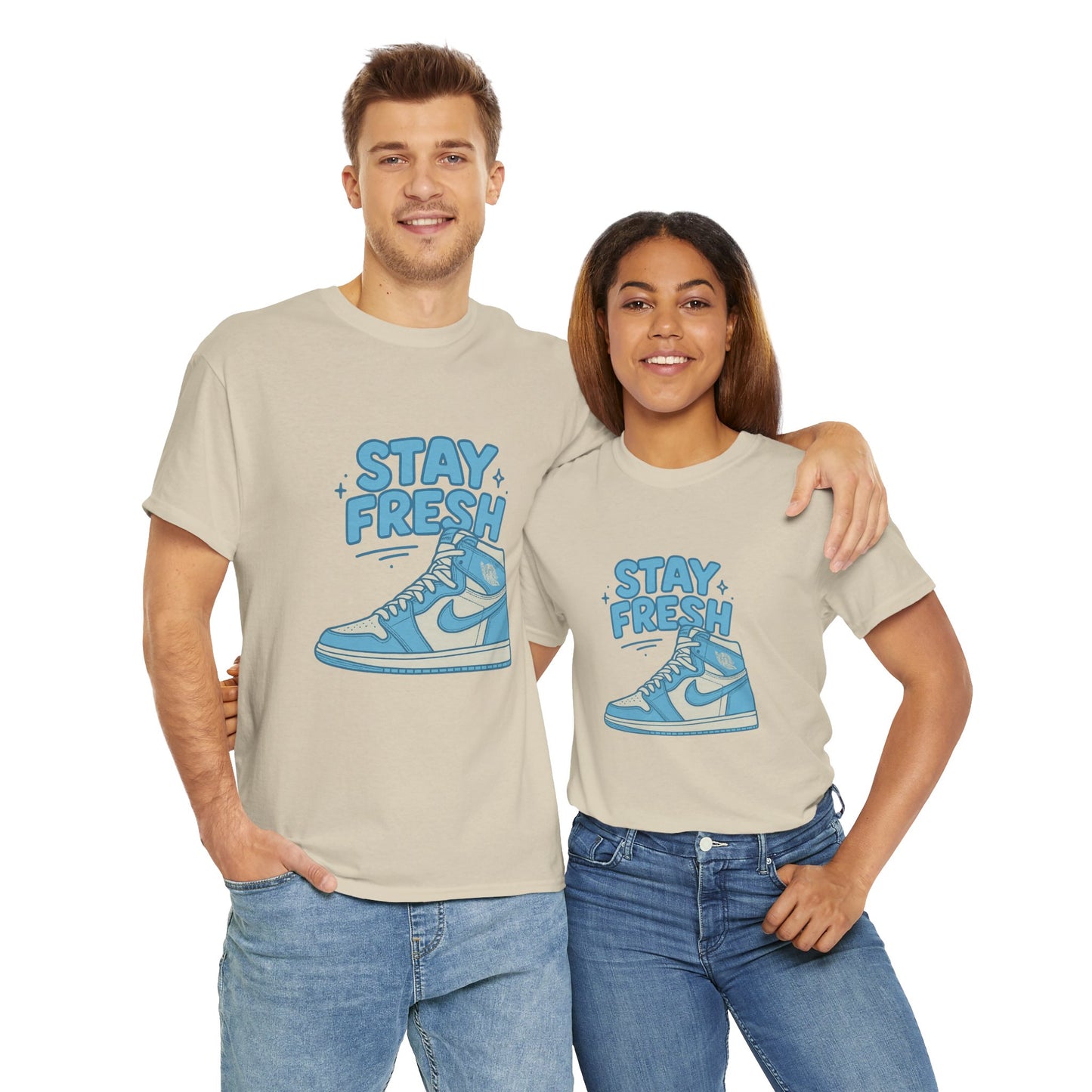 Stay Fresh Unisex Heavy Cotton Tee - Casual Graphic T-Shirt for Sneaker Lovers