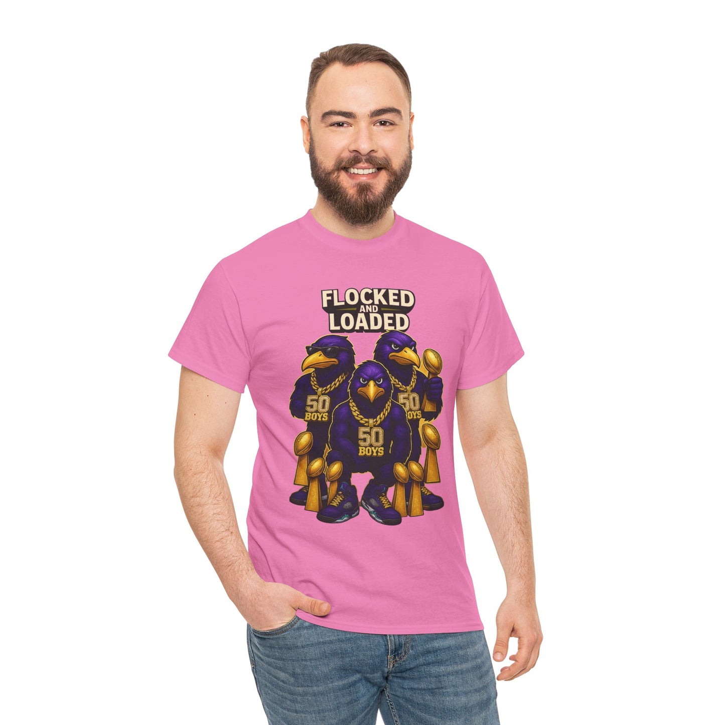 Detroit Ravens Flocked and Loaded Unisex Heavy Cotton Tee
