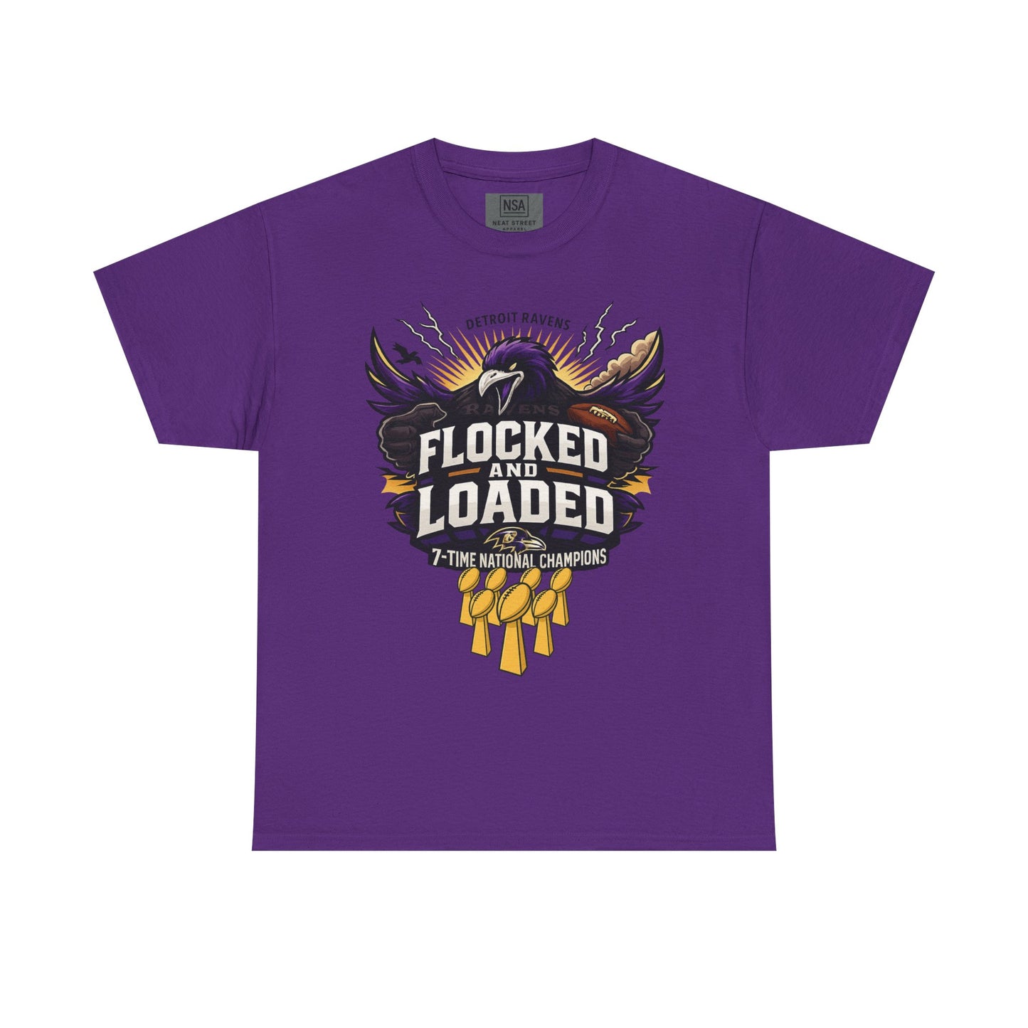 Detroit Ravens Flocked and Loaded Unisex Heavy Cotton Tee
