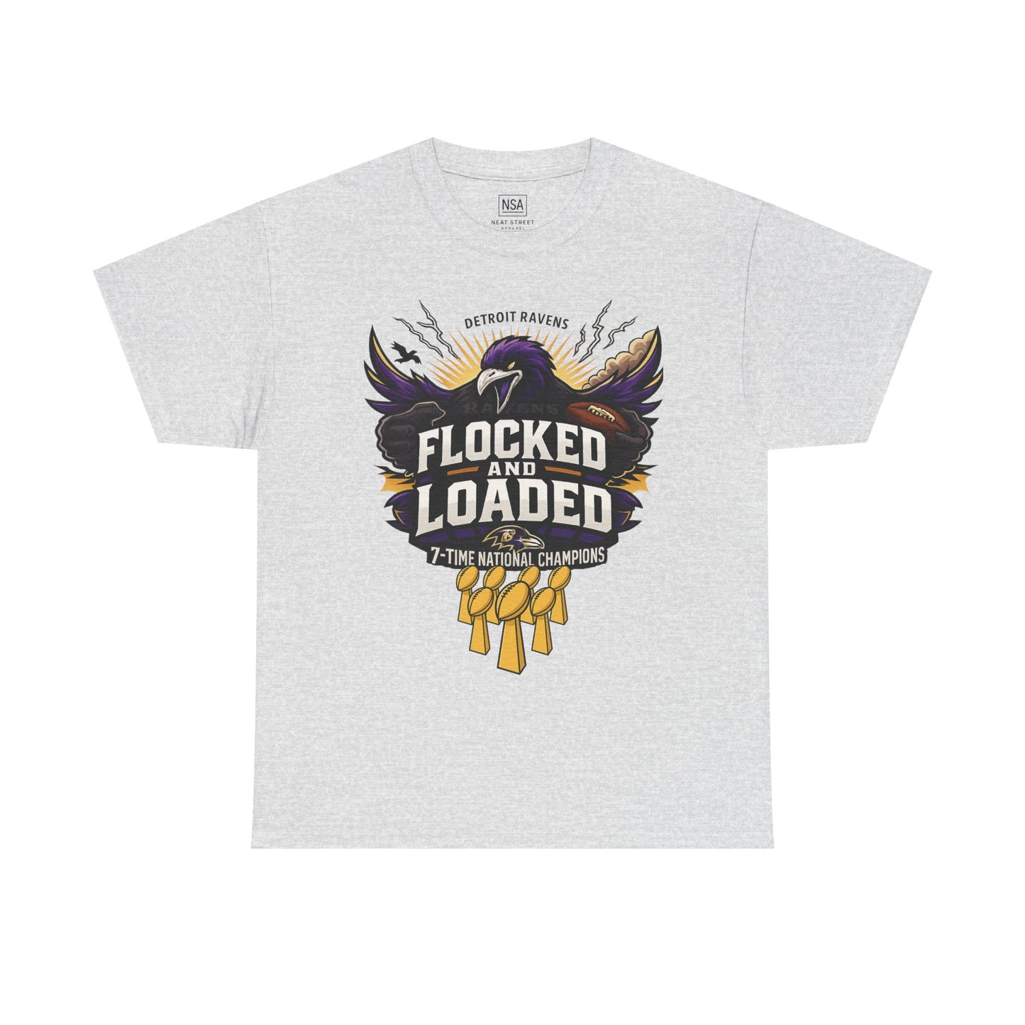 Detroit Ravens Flocked and Loaded Unisex Heavy Cotton Tee