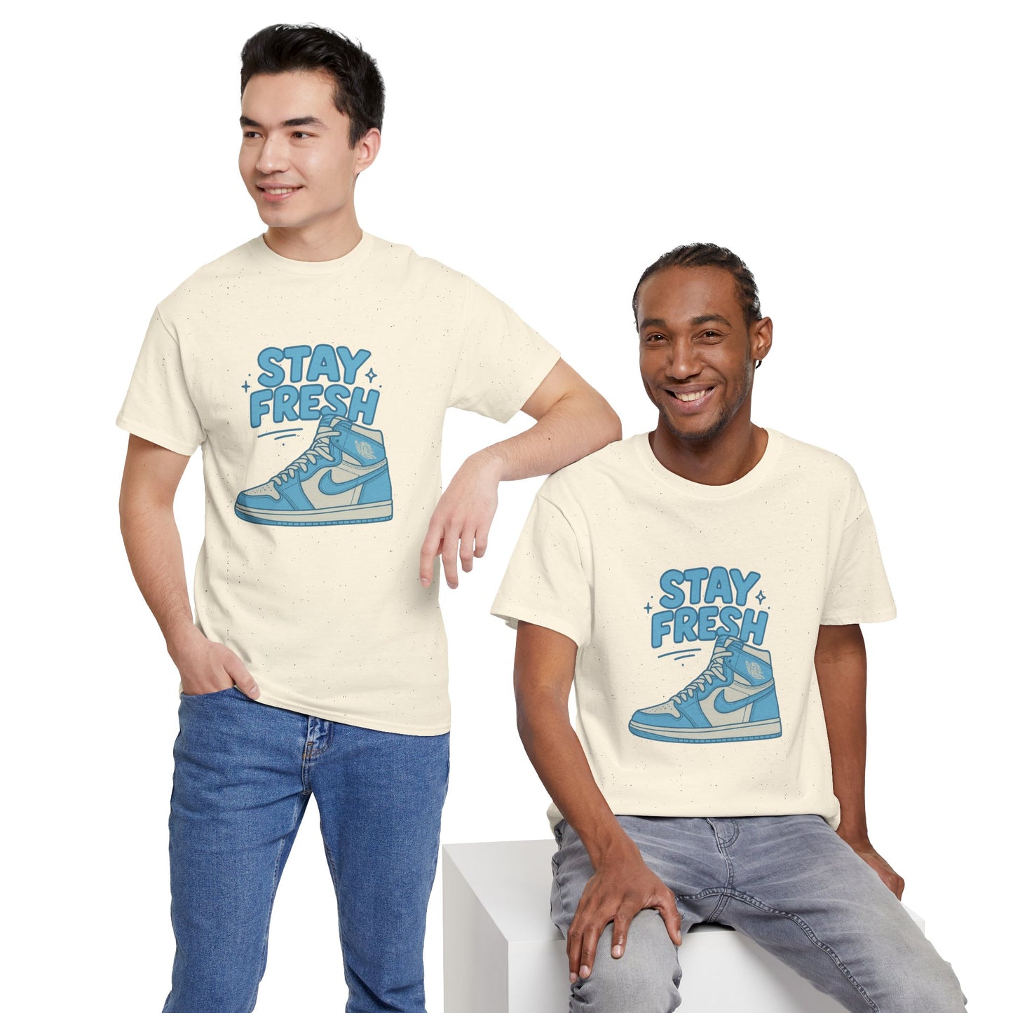 Stay Fresh Unisex Heavy Cotton Tee - Casual Graphic T-Shirt for Sneaker Lovers