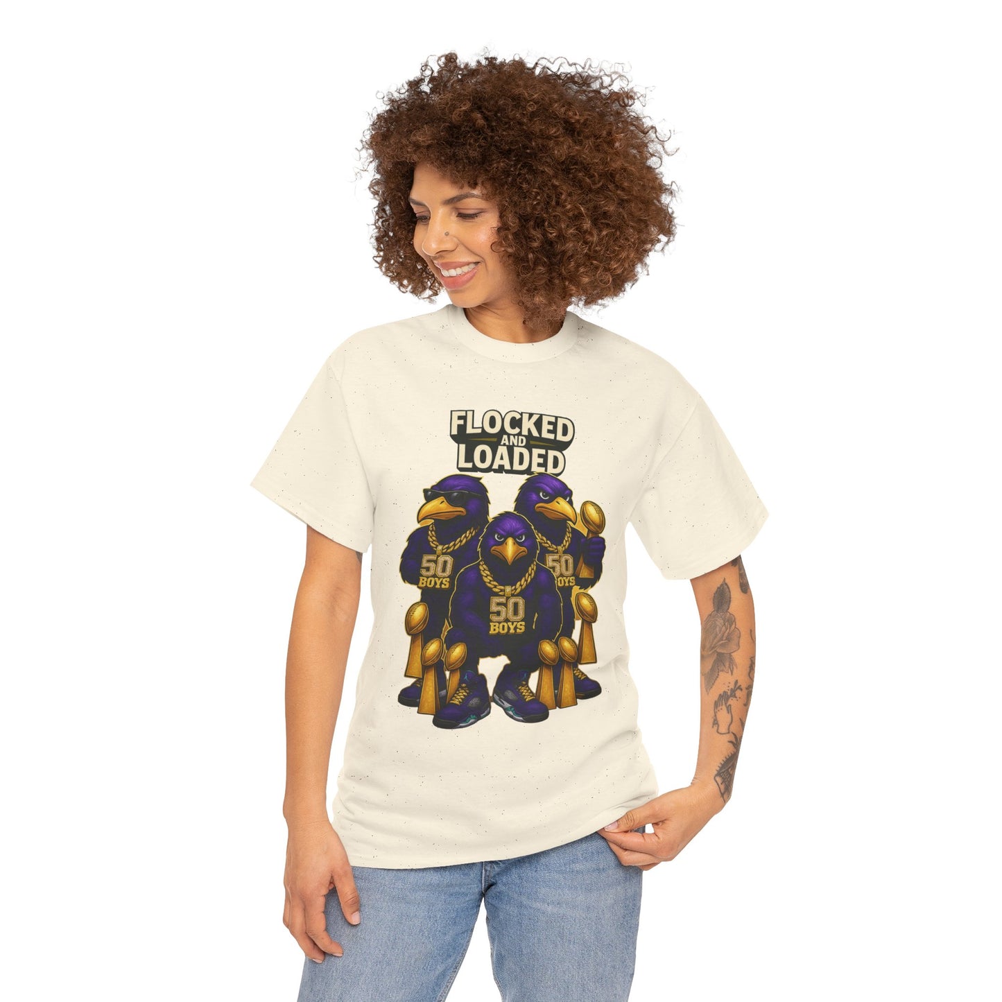 Detroit Ravens Flocked and Loaded Unisex Heavy Cotton Tee