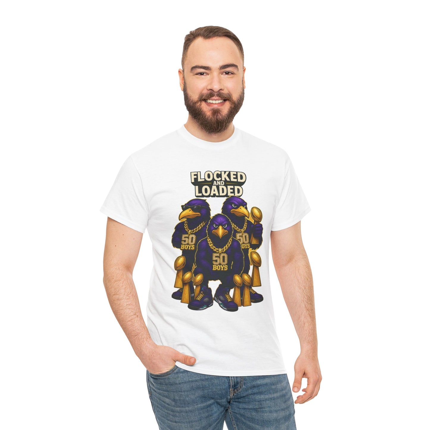 Detroit Ravens Flocked and Loaded Unisex Heavy Cotton Tee