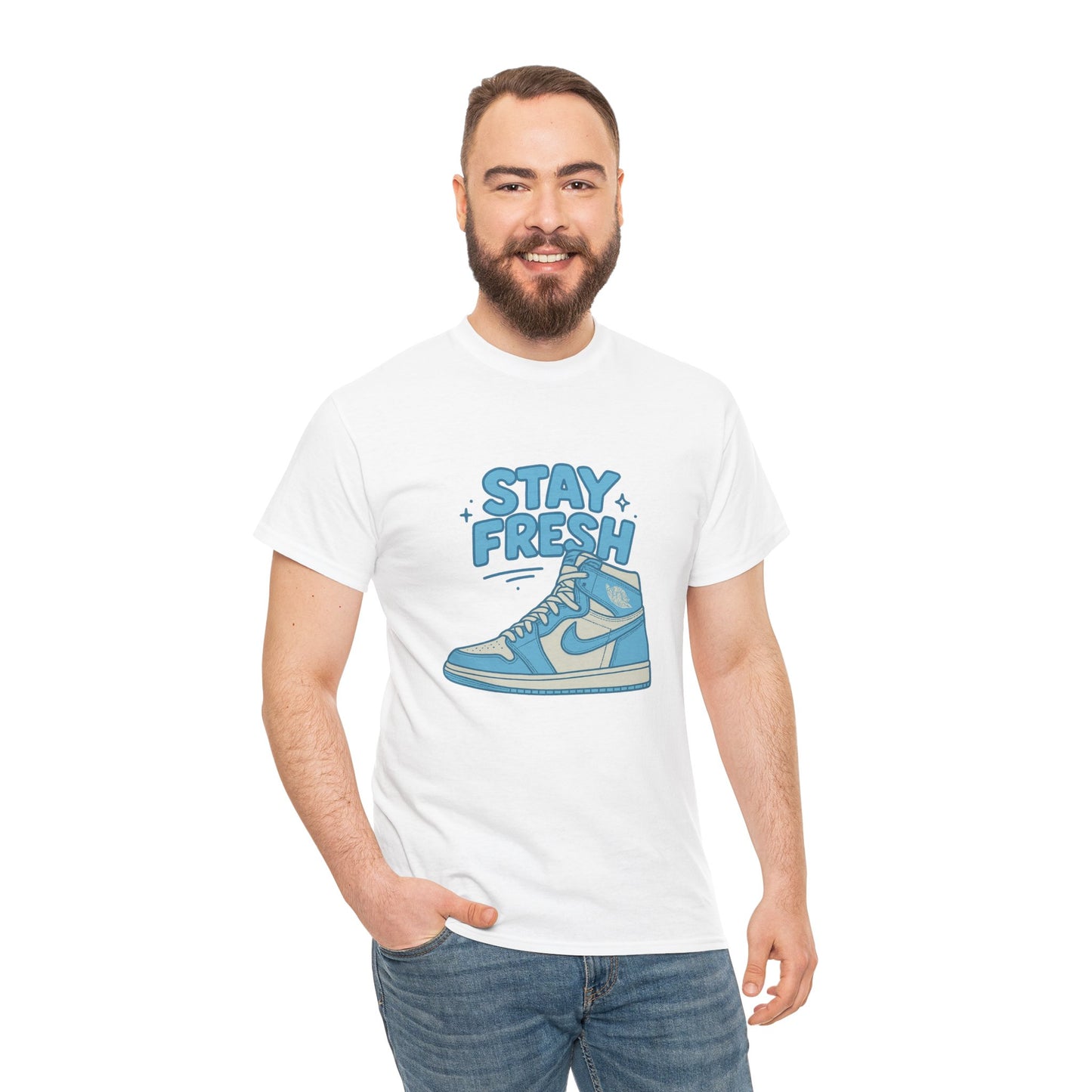 Stay Fresh Unisex Heavy Cotton Tee - Casual Graphic T-Shirt for Sneaker Lovers
