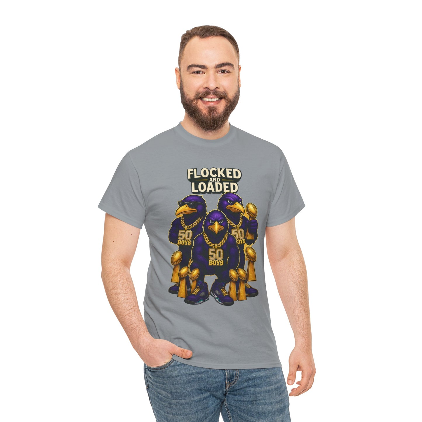 Detroit Ravens Flocked and Loaded Unisex Heavy Cotton Tee