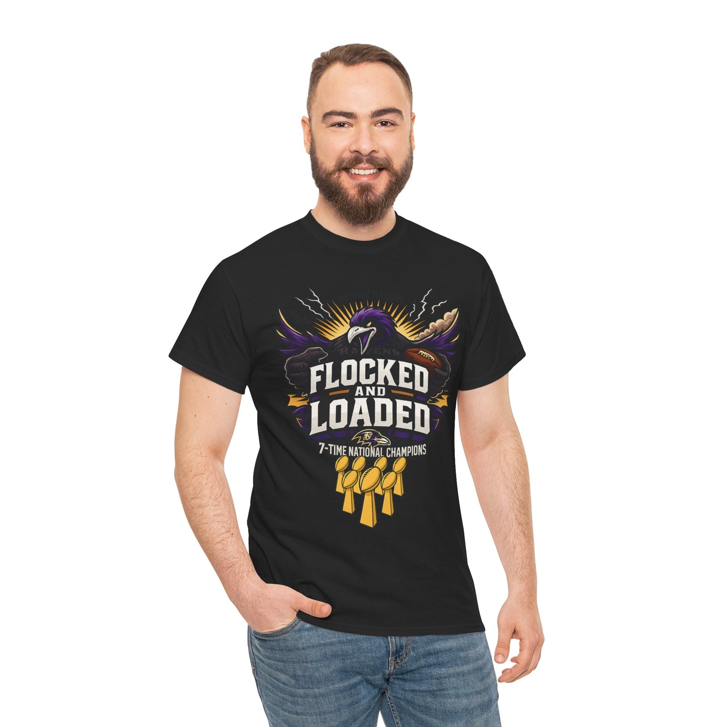 Detroit Ravens Flocked and Loaded Unisex Heavy Cotton Tee