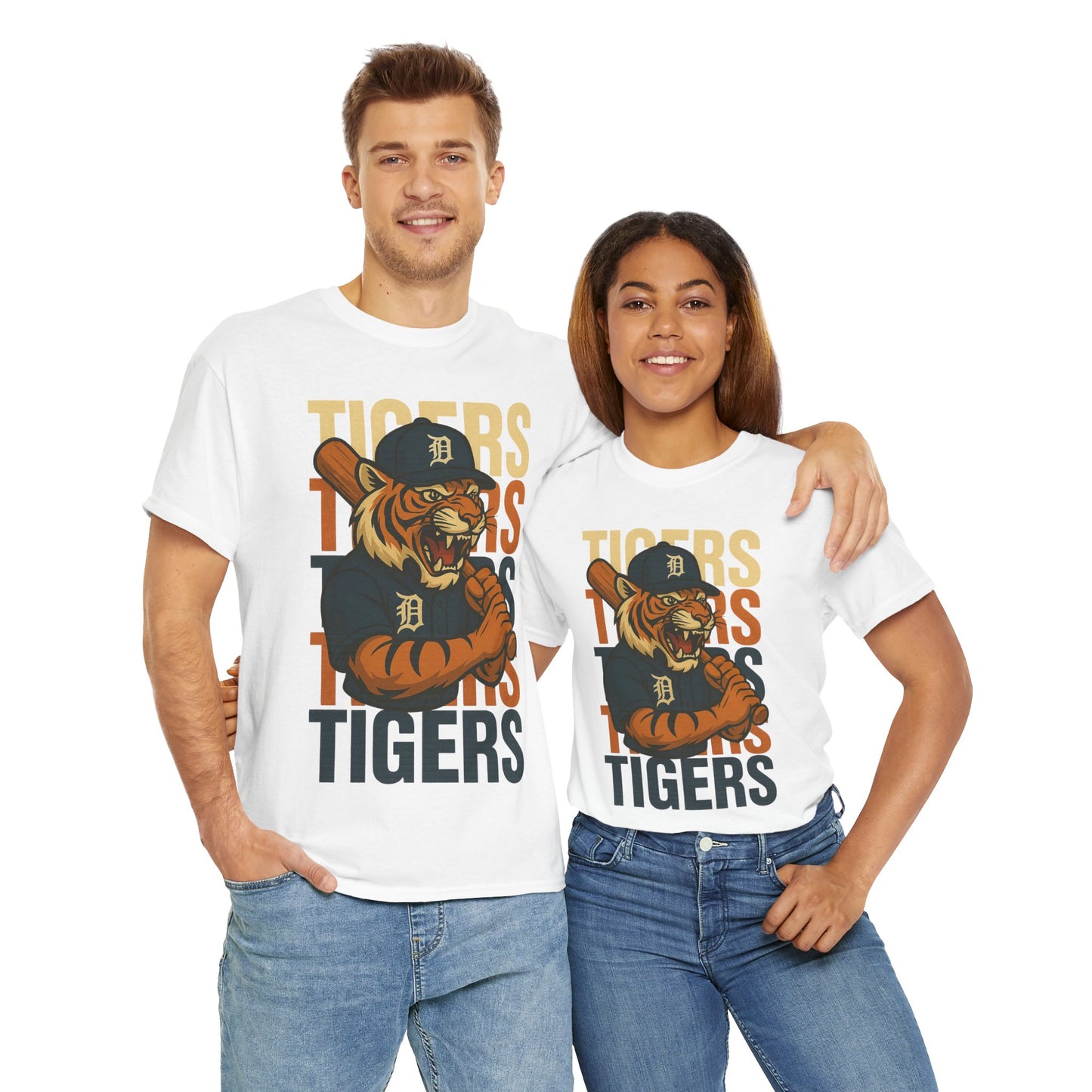 Vintage Tigers Graphic Unisex Heavy Cotton Tee