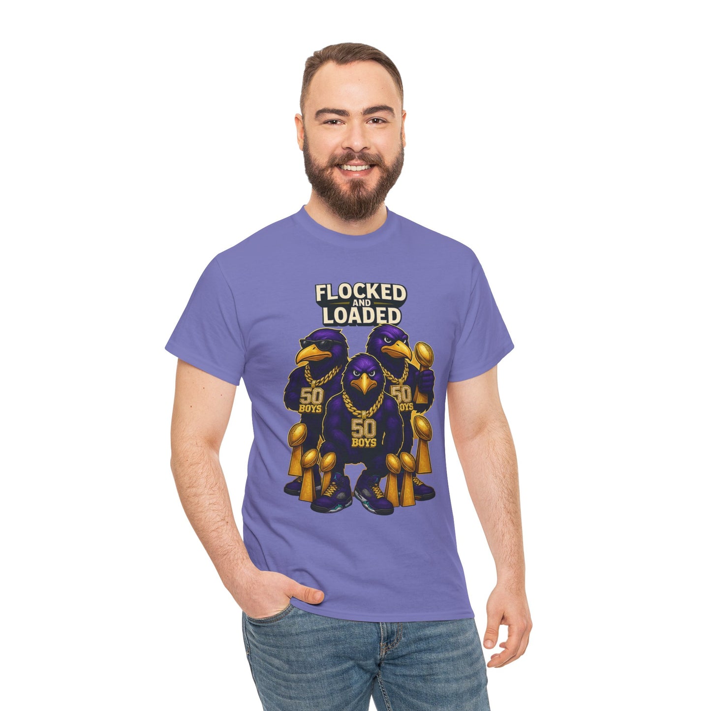 Detroit Ravens Flocked and Loaded Unisex Heavy Cotton Tee
