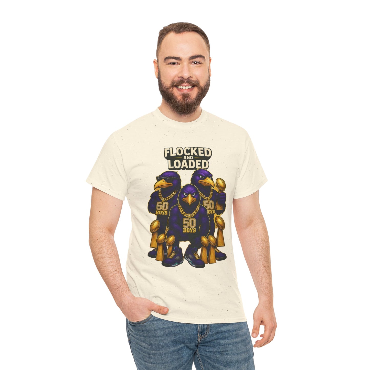 Detroit Ravens Flocked and Loaded Unisex Heavy Cotton Tee
