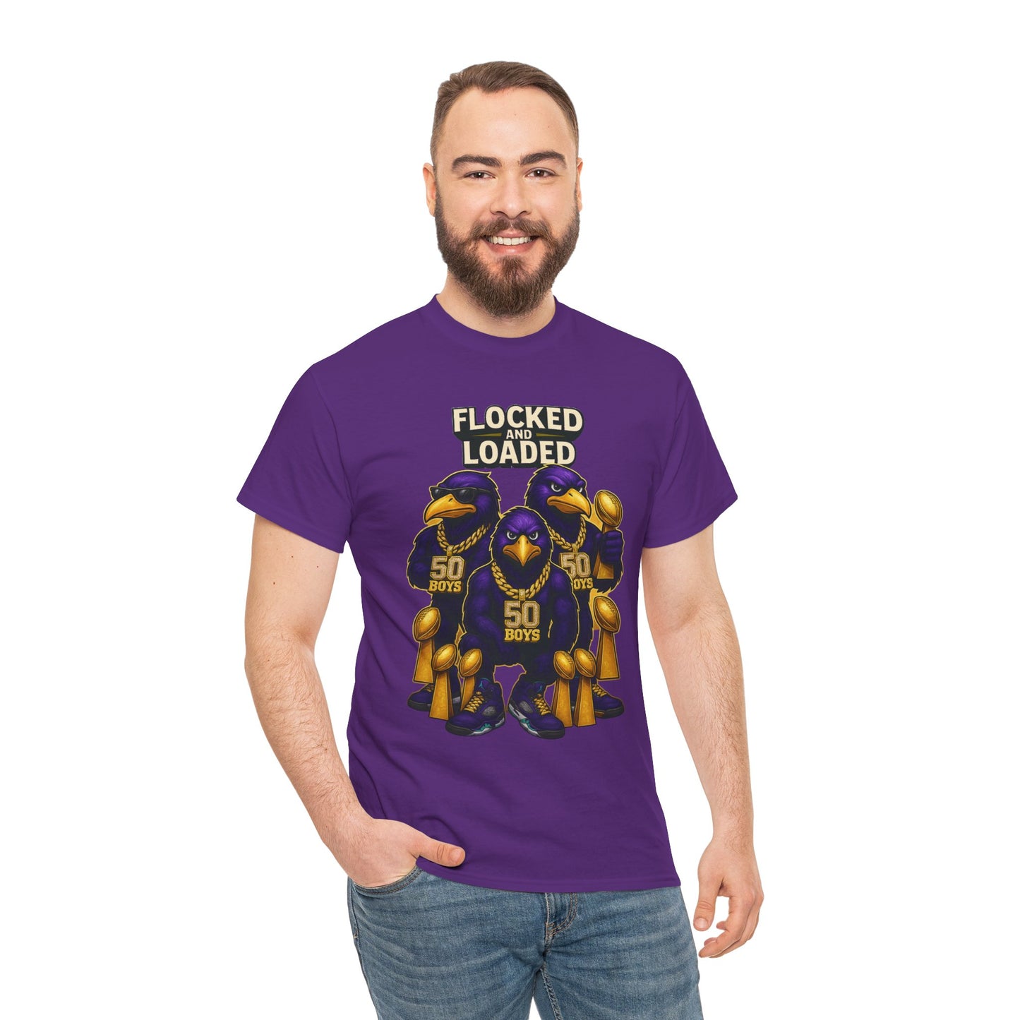 Detroit Ravens Flocked and Loaded Unisex Heavy Cotton Tee