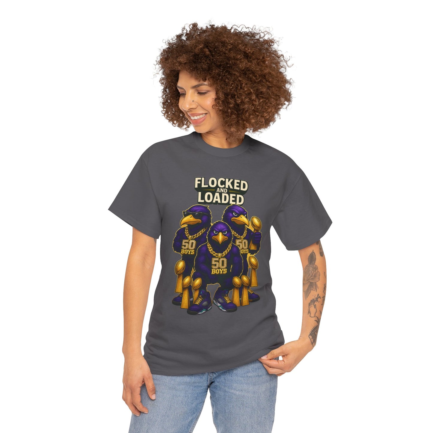 Detroit Ravens Flocked and Loaded Unisex Heavy Cotton Tee