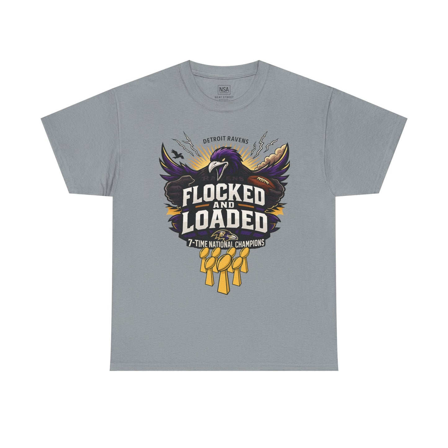 Detroit Ravens Flocked and Loaded Unisex Heavy Cotton Tee