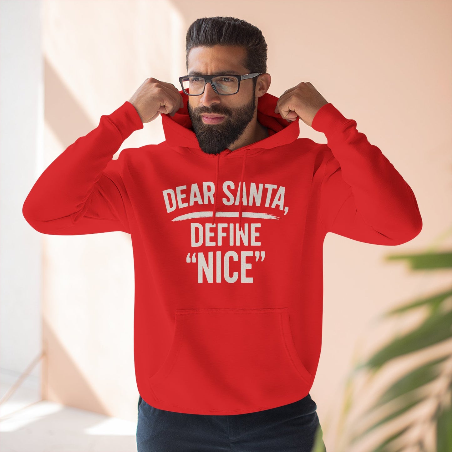 Holiday Humor Fleece Hoodie - 'Dear Santa, Define Nice