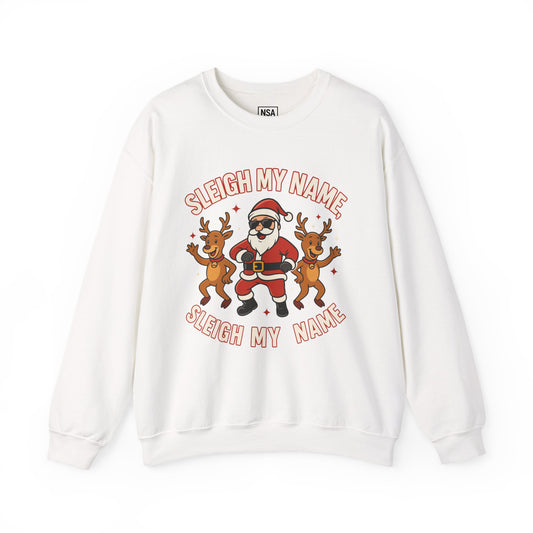 Santa Sleigh My Name Sweatshirt, Unisex Holiday Crewneck, Christmas Gift, Funny Sweatshirt, Cozy Winter Apparel