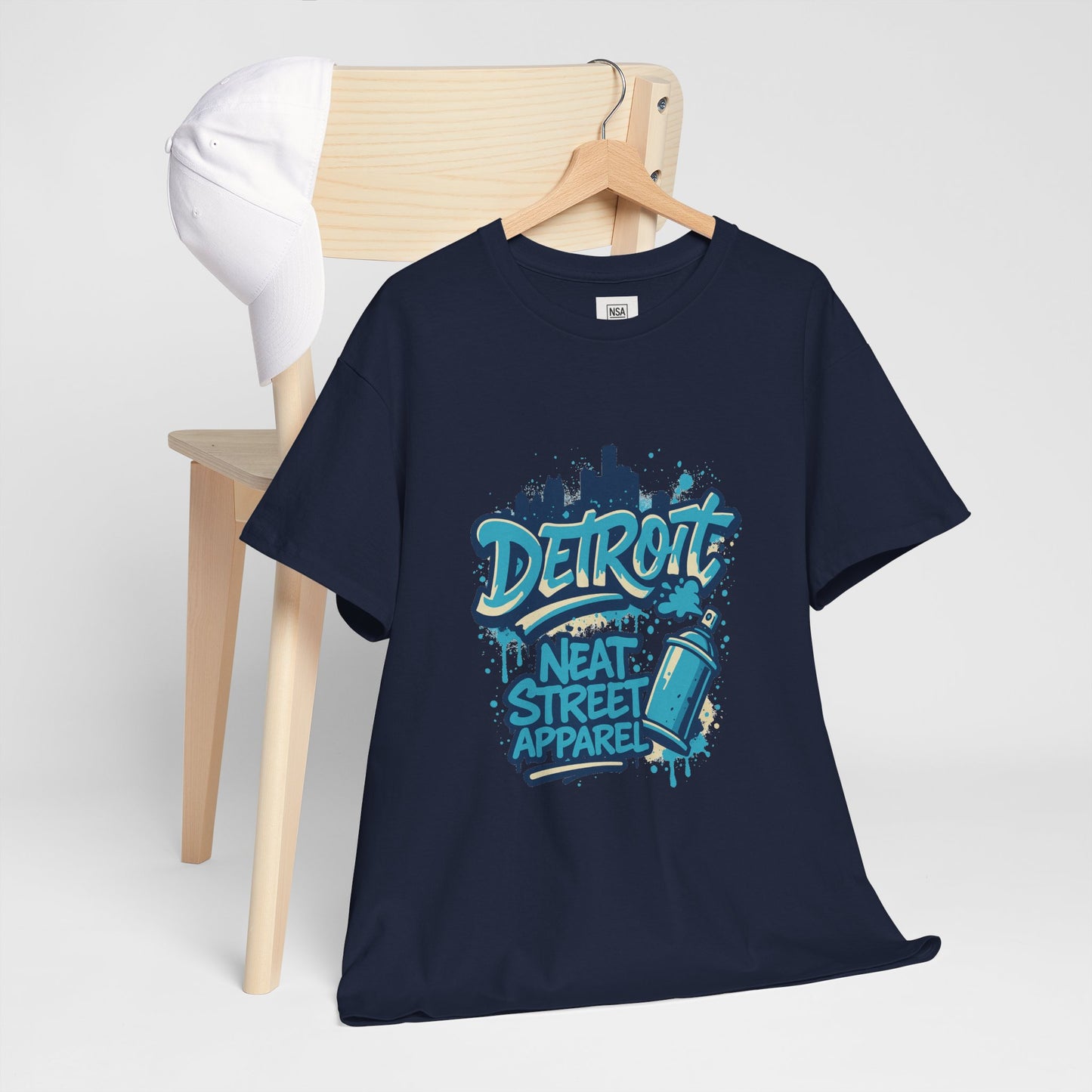 Detroit Street Art Unisex Heavy Cotton Tee - Urban Style Graphic T-Shirt