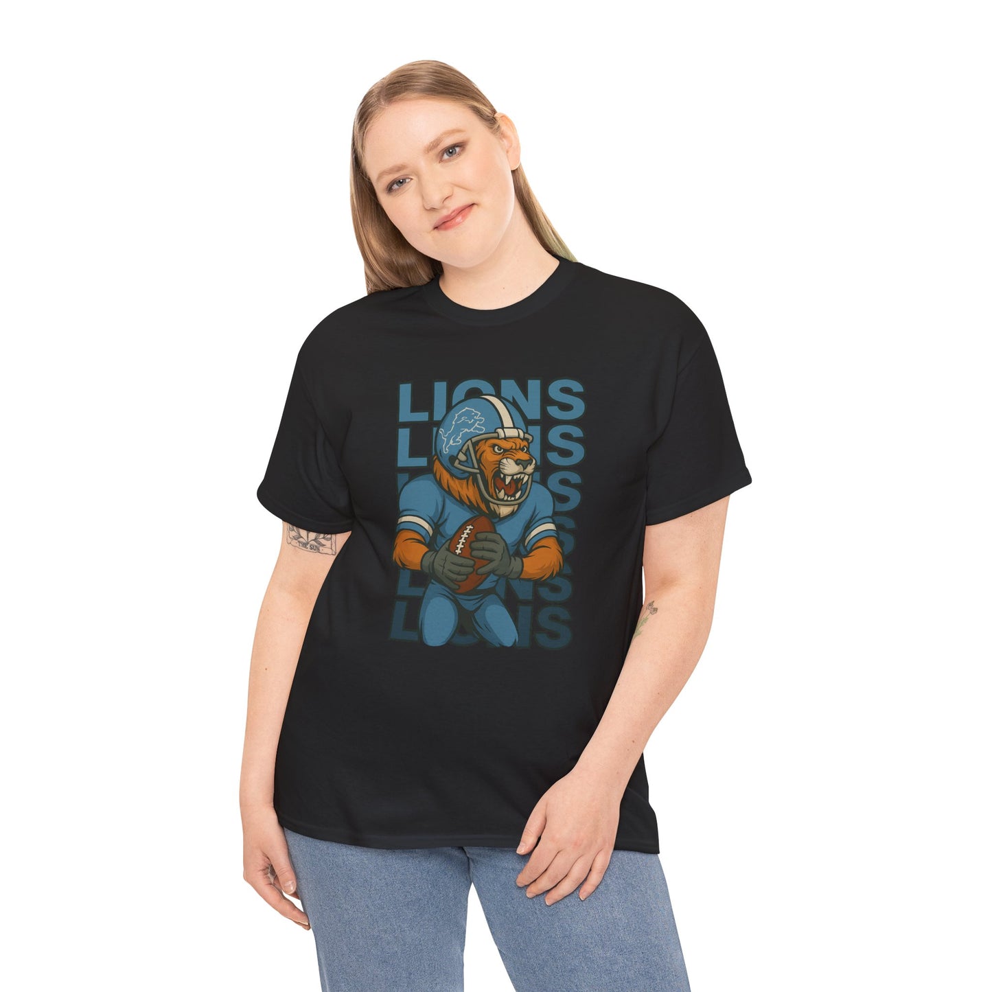 Lions Football Unisex Heavy Cotton Tee - Bold Graphic Tee for Fans