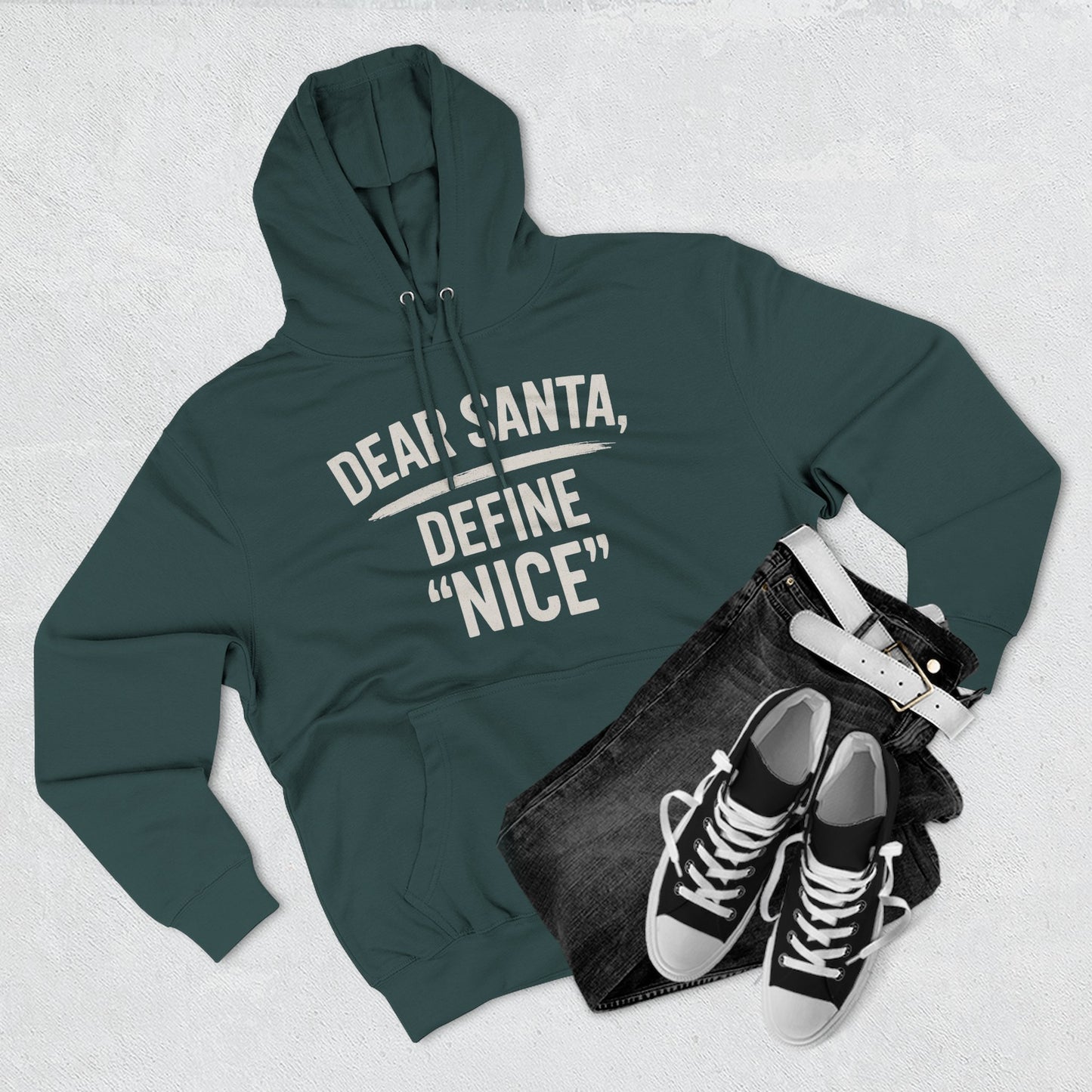 Holiday Humor Fleece Hoodie - 'Dear Santa, Define Nice