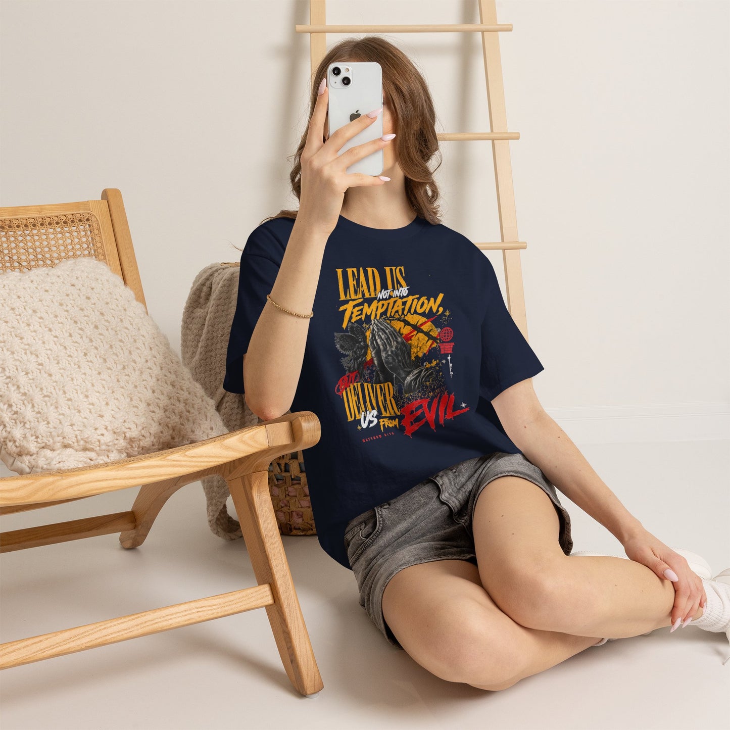 "Lead Us Not Into Temptation, Deliver Us From Evil" Graphic T-Shirt