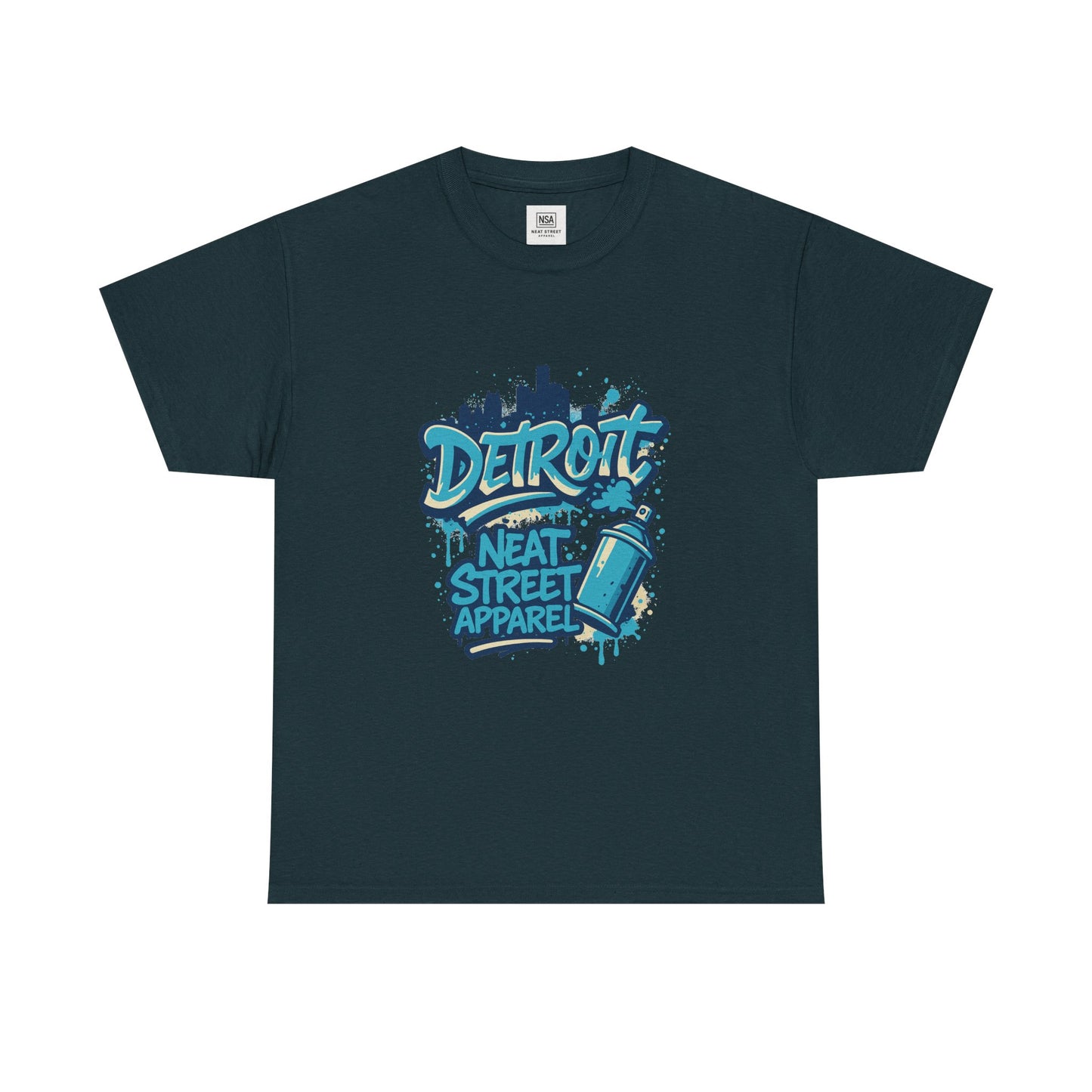 Detroit Street Art Unisex Heavy Cotton Tee - Urban Style Graphic T-Shirt