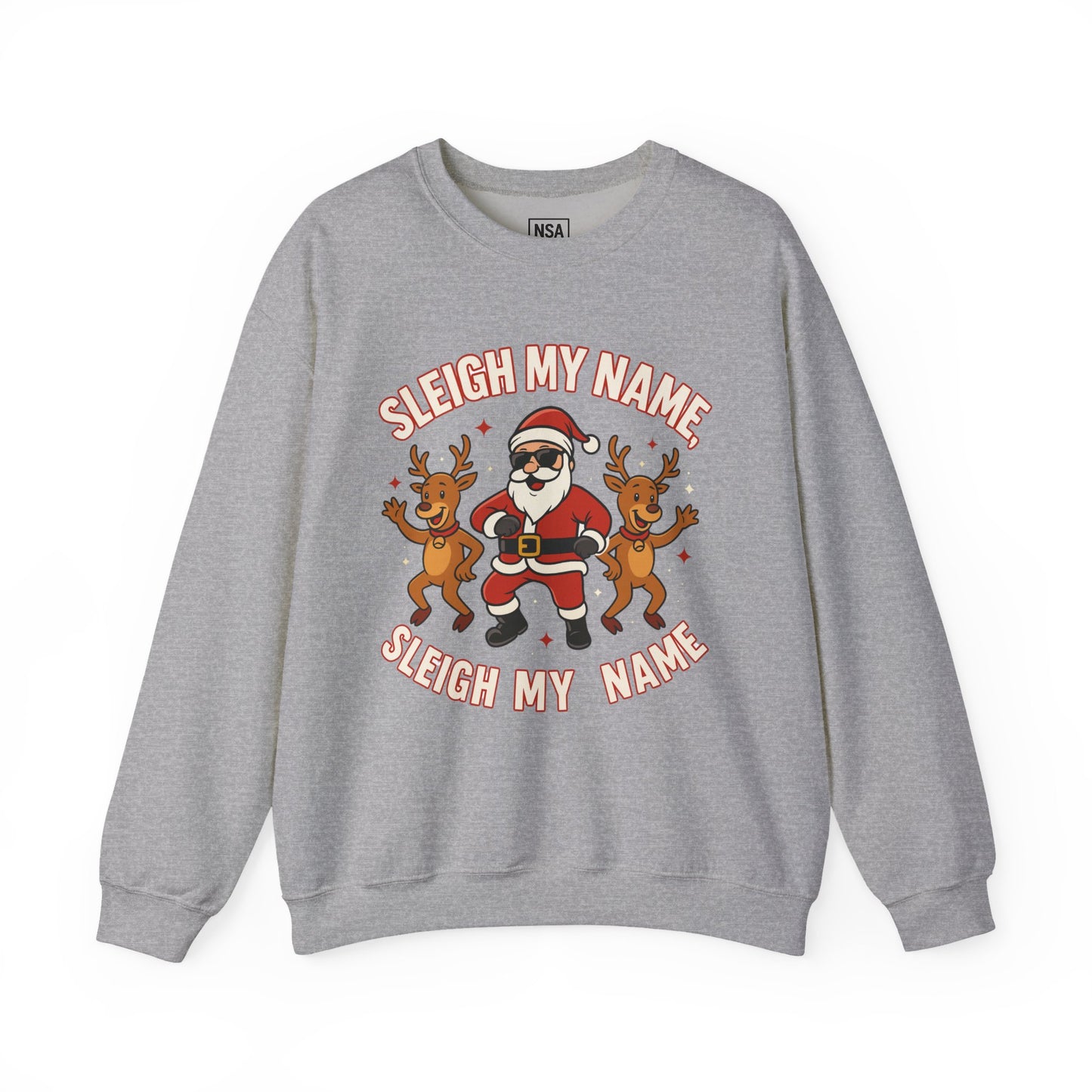Santa Sleigh My Name Sweatshirt, Unisex Holiday Crewneck, Christmas Gift, Funny Sweatshirt, Cozy Winter Apparel