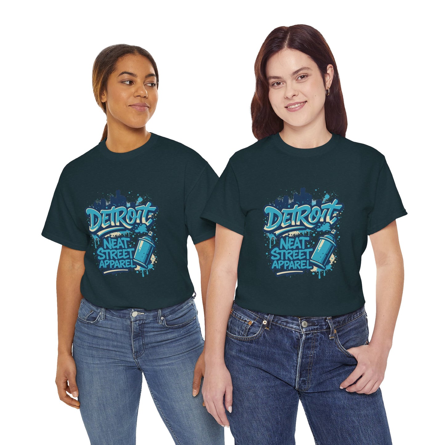 Detroit Street Art Unisex Heavy Cotton Tee - Urban Style Graphic T-Shirt